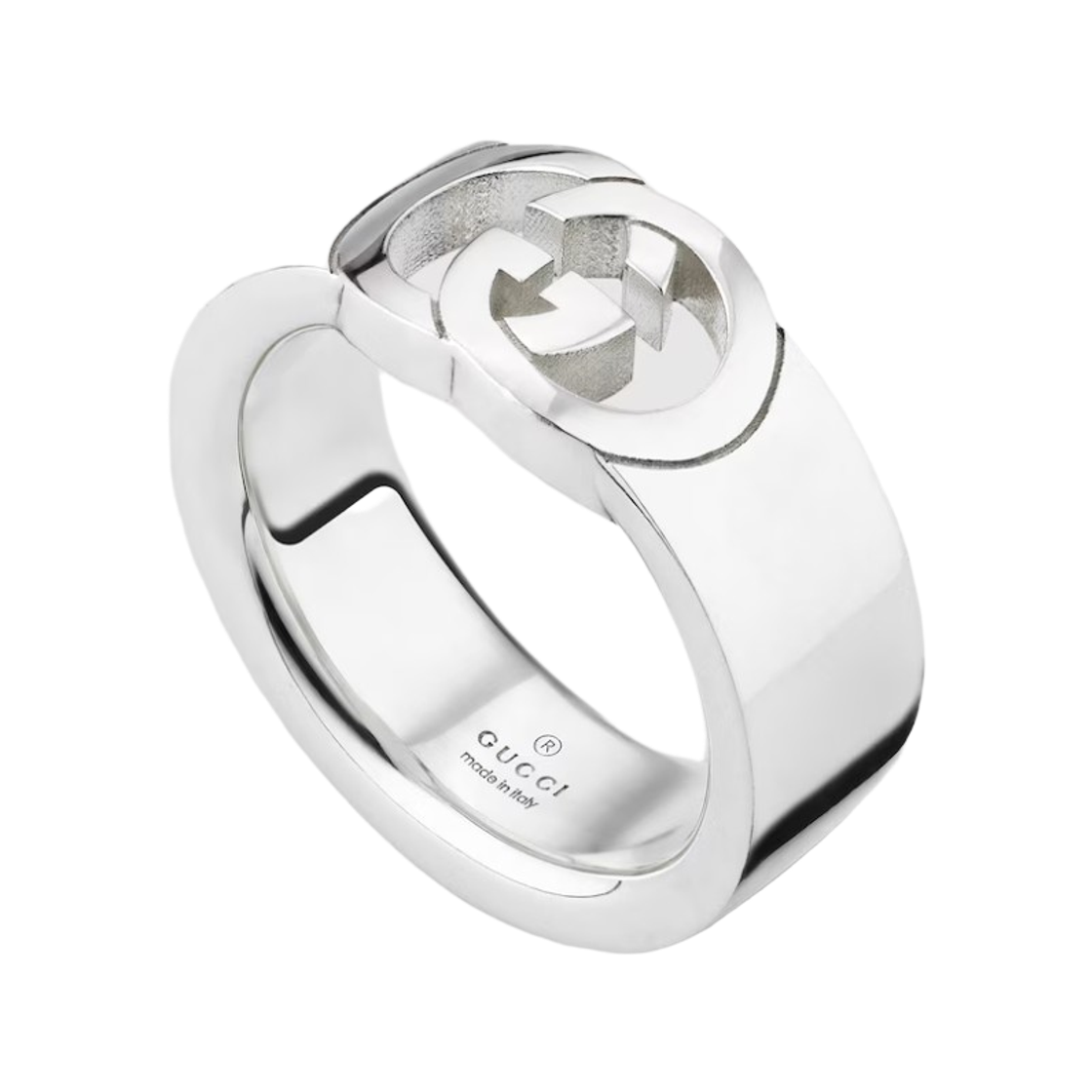 854258-J8400-0818 Gucci Interlocking Chevalier Ring Sterling Silver