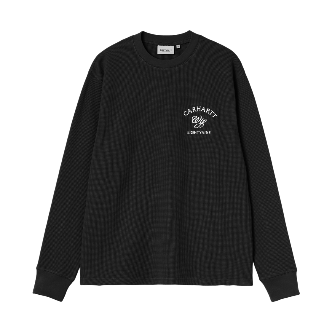 I036184-0D2-XX Carhartt WIP L/S Eightynine Waffle T-Shirt Black White