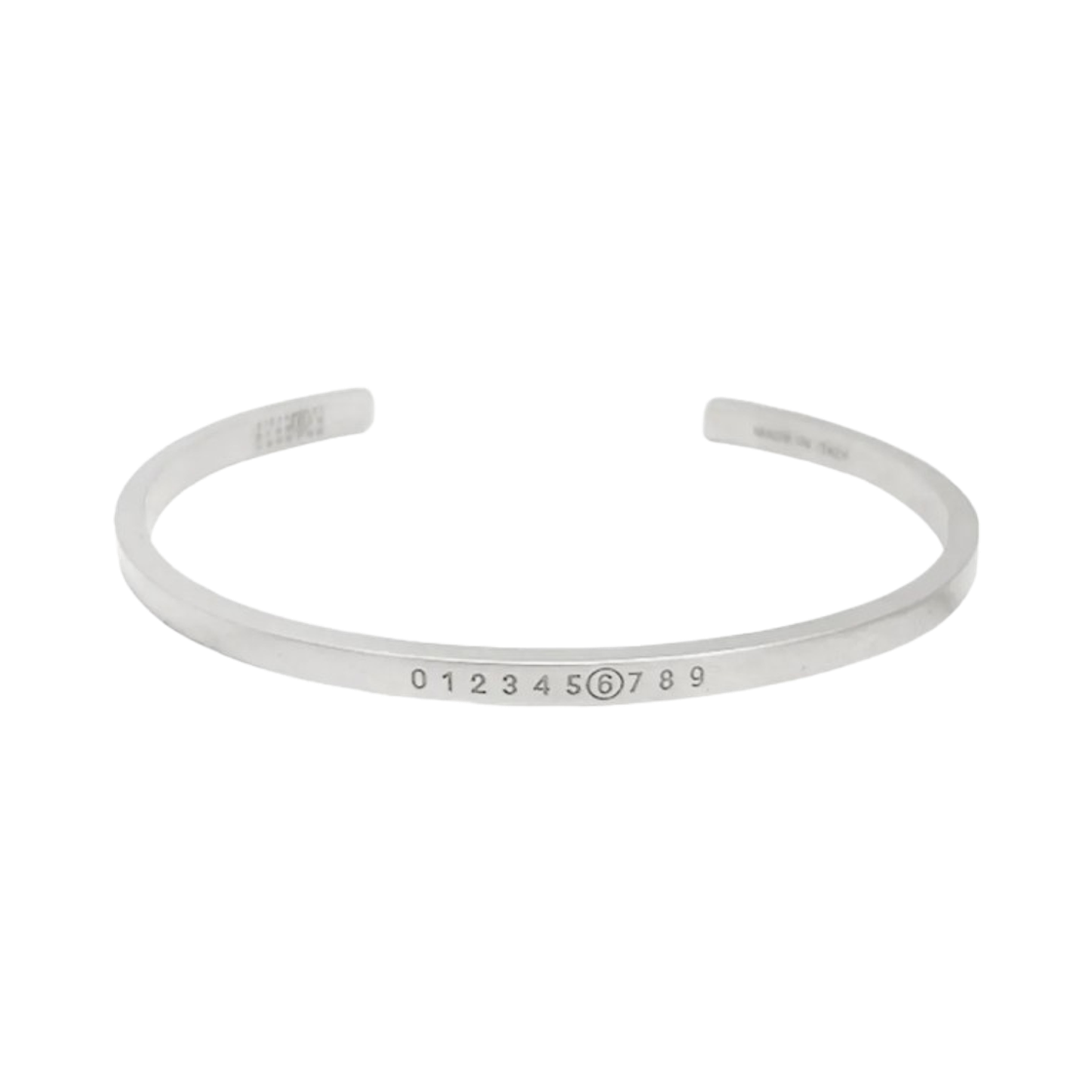SM7UY0054SV0310968 MM6 Maison Margiela Numeric Minimal Signature Cuff Bracelet Silver