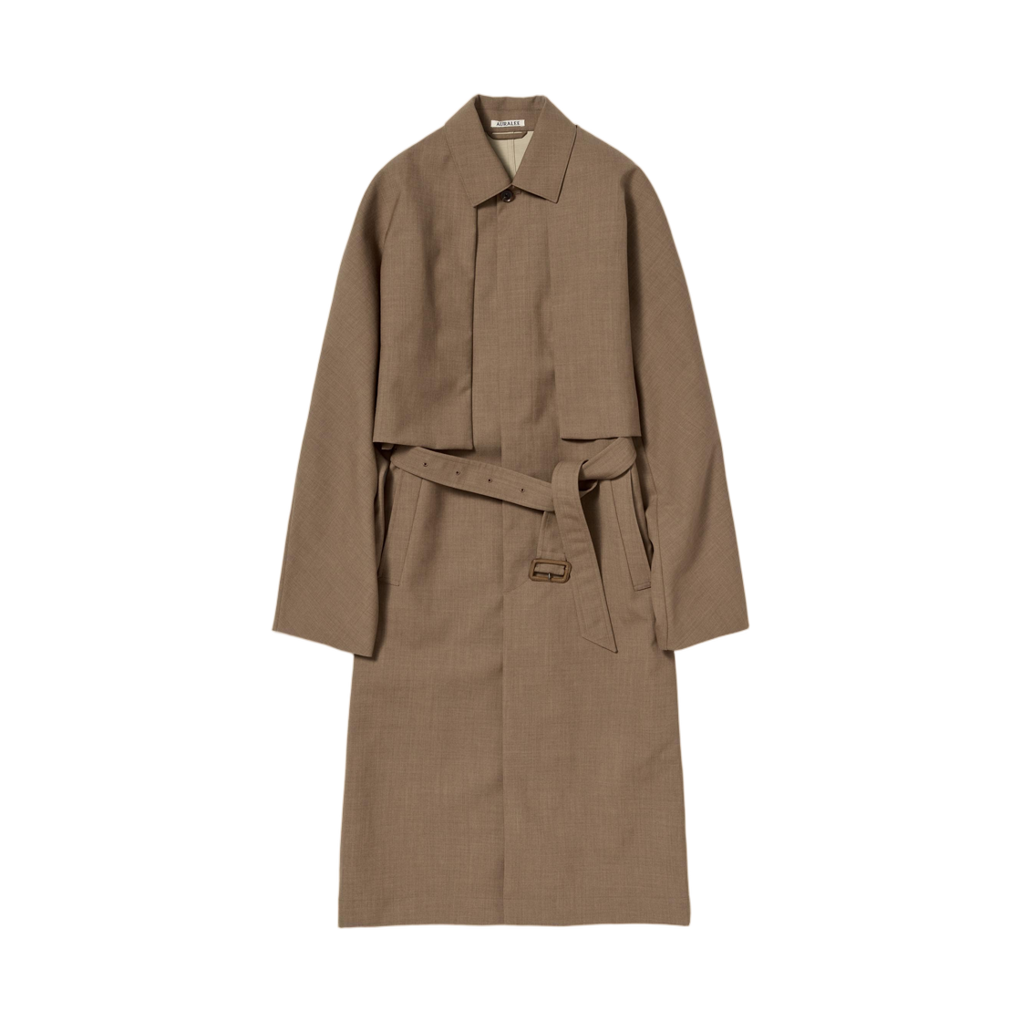 A26SC03WB Auralee Bonded Tropical Wool Layered Soutien Collar Coat Top Brown - 26SS