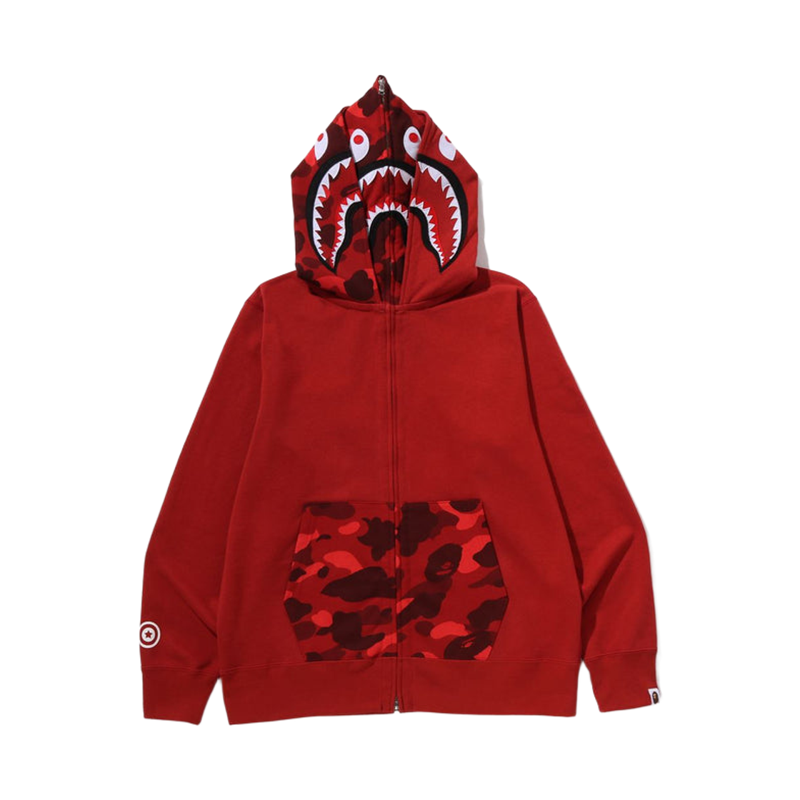 베이프 컬러 카모 샤크 풀 집 더블 후드 레드(BAPE Color Camo Shark Full Zip Double Hoodie Red) - 3