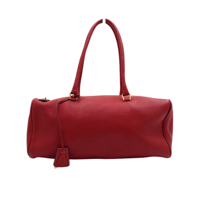 ITSMJ8GCSA2P Prada BR0090 Vitello Daino Red Calf Leather Top Handle Tote Bag