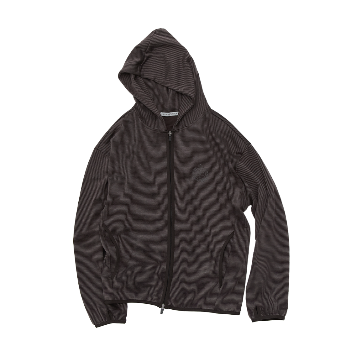 폴리테루 휴먼인덱스 휴먼 스트라이프 저지 집 후디 퍼플 브라운(Polyteru Human Index Human Striped Jersey Zip Hoodie Purple Brown)