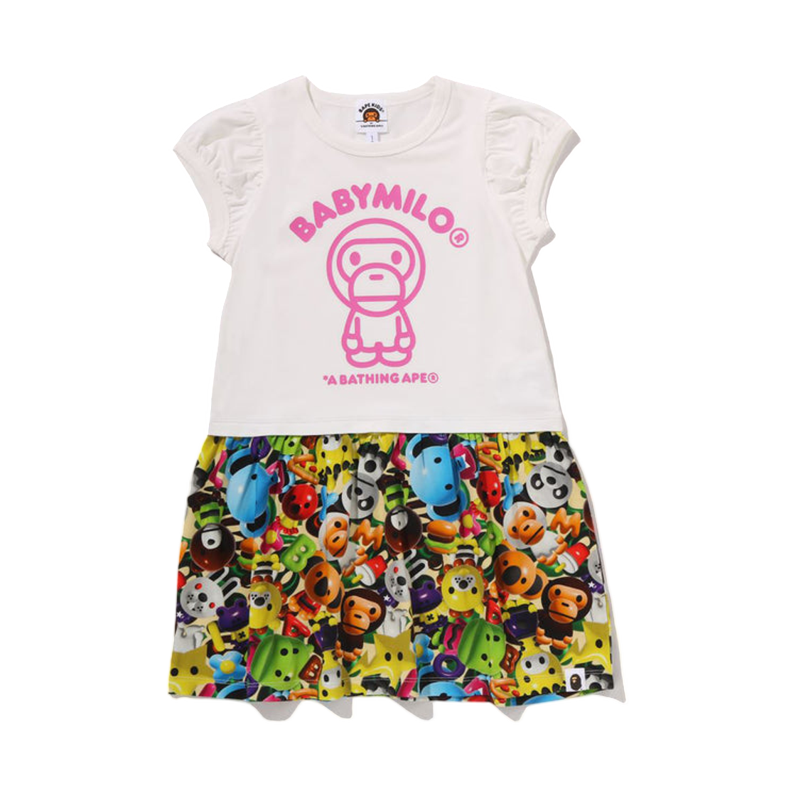 (키즈) 베이프 3D 마일로 올 프렌즈 드레스 화이트((Kids) BAPE 3D Milo All Friends Dress White)
