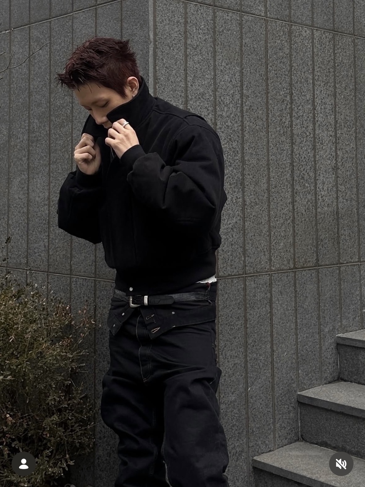 AX CONNECTION Crocodile Texture Belt 착용 스타일