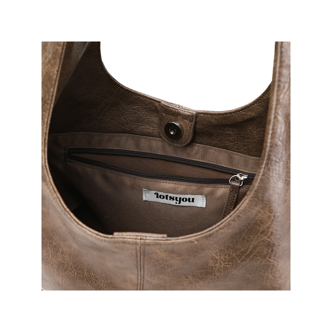 라츠유 헤더 빅 호보백 브라운(LOTS YOU Heather Big Hobo Bag Brown) - 5