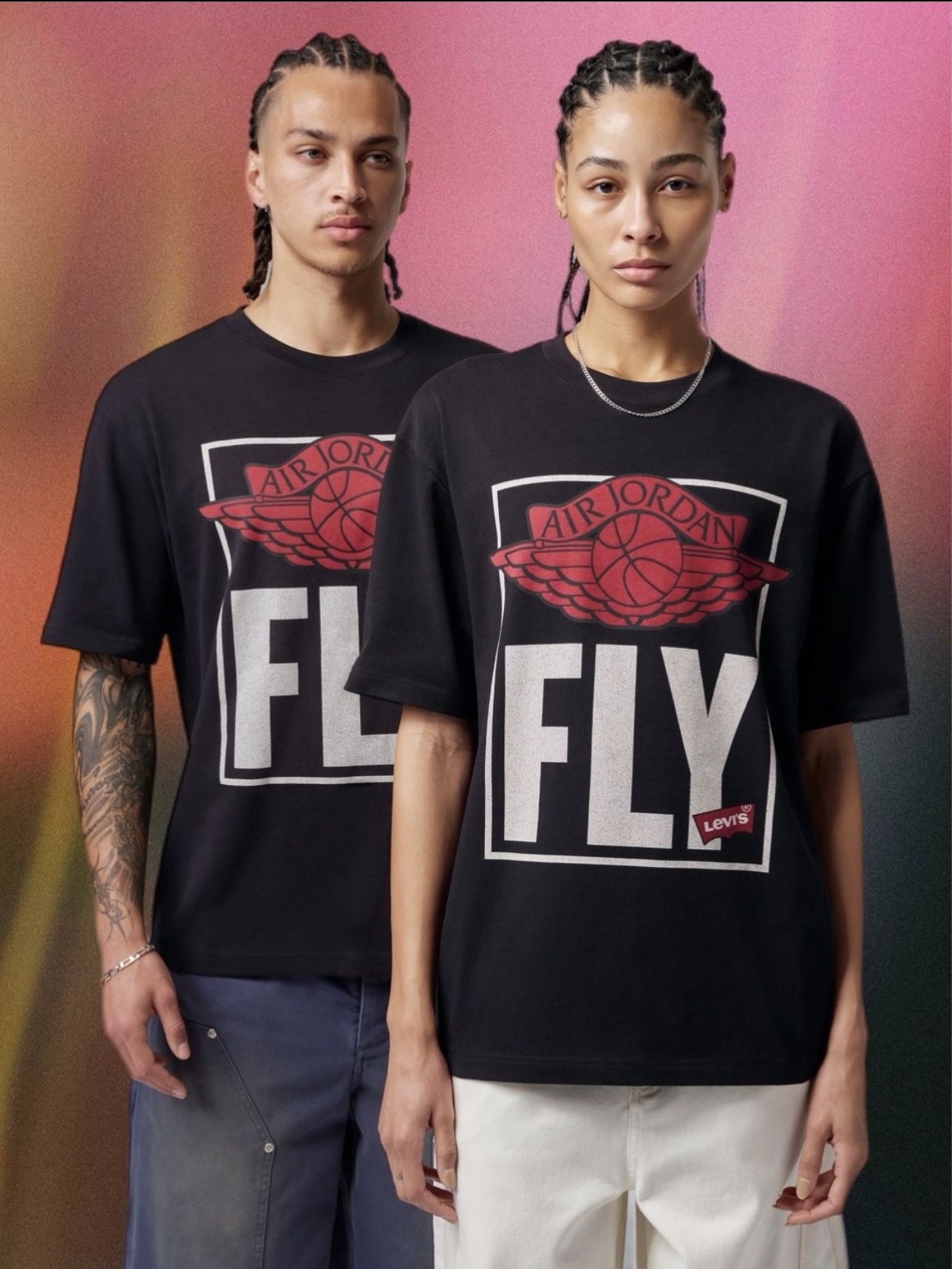 Jordan x Levi's Short Sleeve T-Shirt Black (IM6728-010) 착용 스타일 - 2