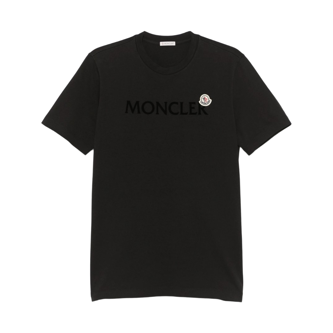몽클레르 플록드 로고 코튼 티셔츠 블랙 - 26SS(Moncler flocked Logo Cotton T-Shirt Black - 26SS)