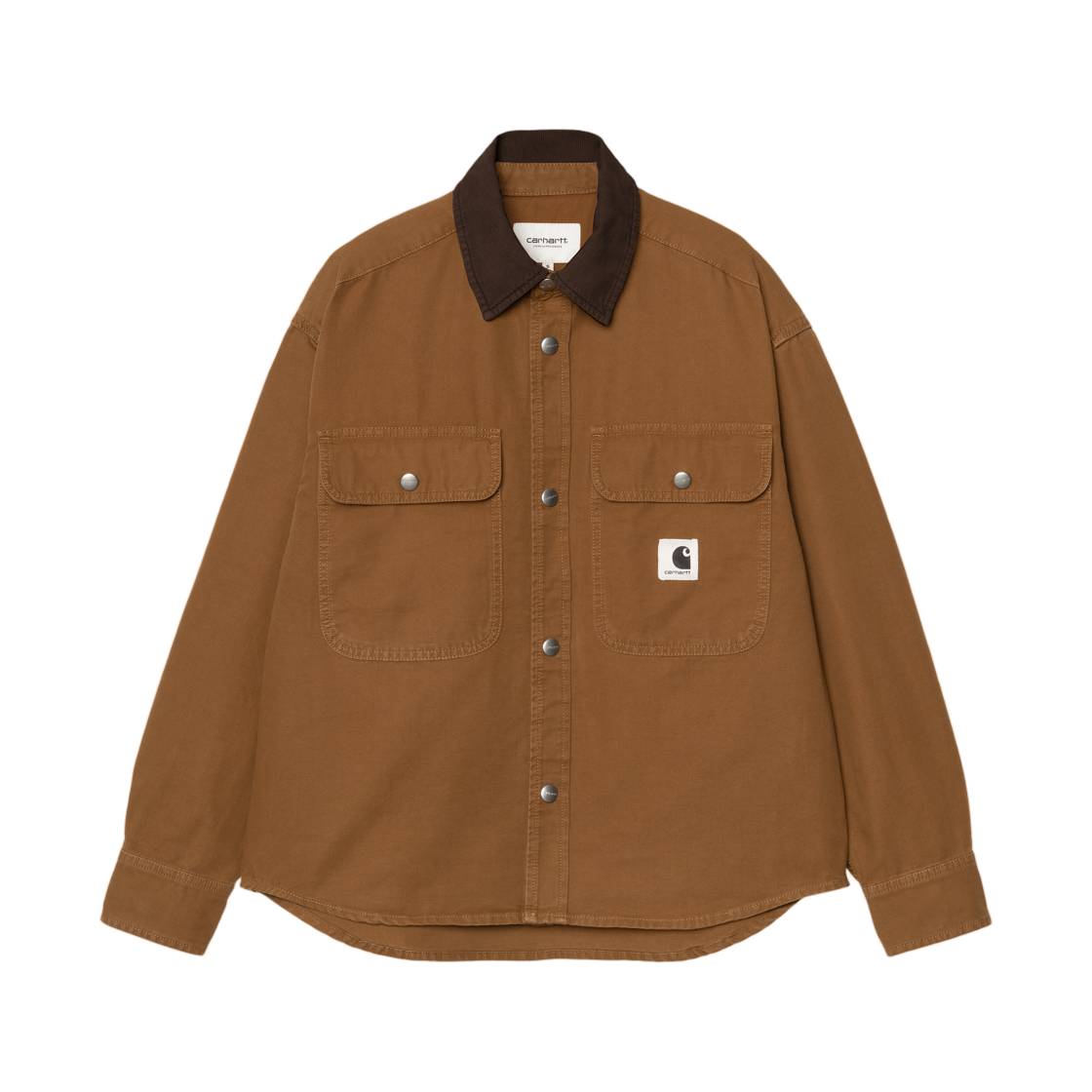 I036513-00S-GD (W) Carhartt WIP Prescott Shirt Jac Hamilton Brown Tobacco Garment Dyed
