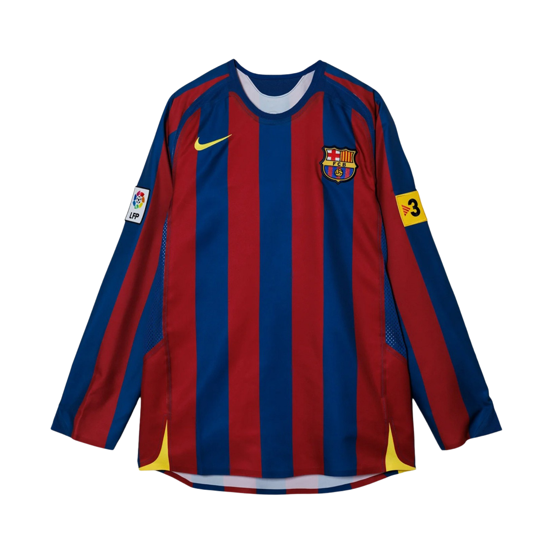 나이키 호나우지뉴 FC 바르셀로나 2005/06 레트로 사커 레플리카 롱슬리브 저지 (HQ1462-471) (마킹 버전)(Nike Ronaldinho FC Barcelona 2005/06 Retro Soccer Replica Long-Sleeve Jersey (HQ1462-471) (Marking Ver.)) - 2