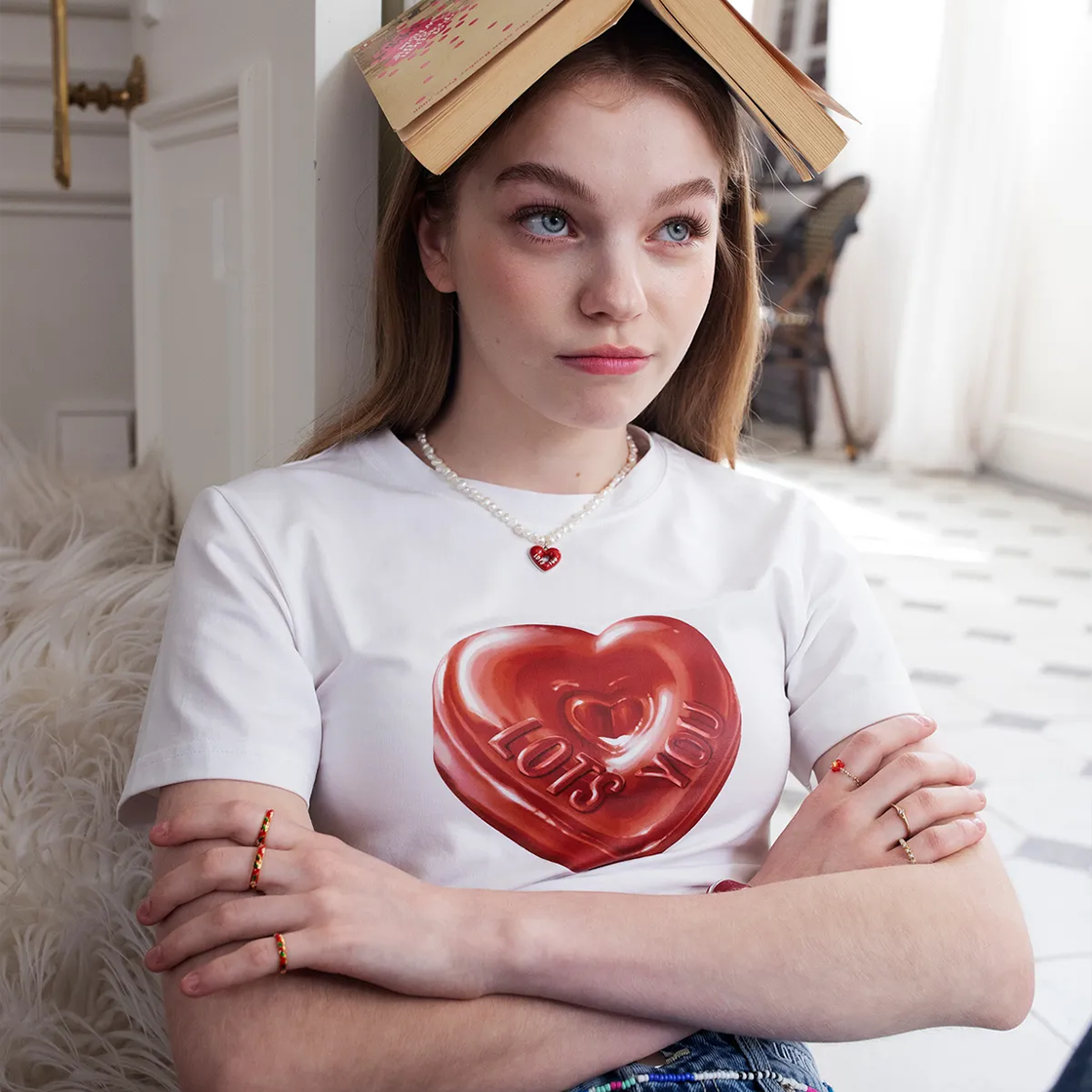 라츠유 더 프렌드 하트 캔디 티 화이트(LOTS YOU The Friend Heart Candy Tee White) - 3