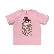(Kids) BAPE All Baby Milo Multi Milo On Big Ape T-Shirt Pink