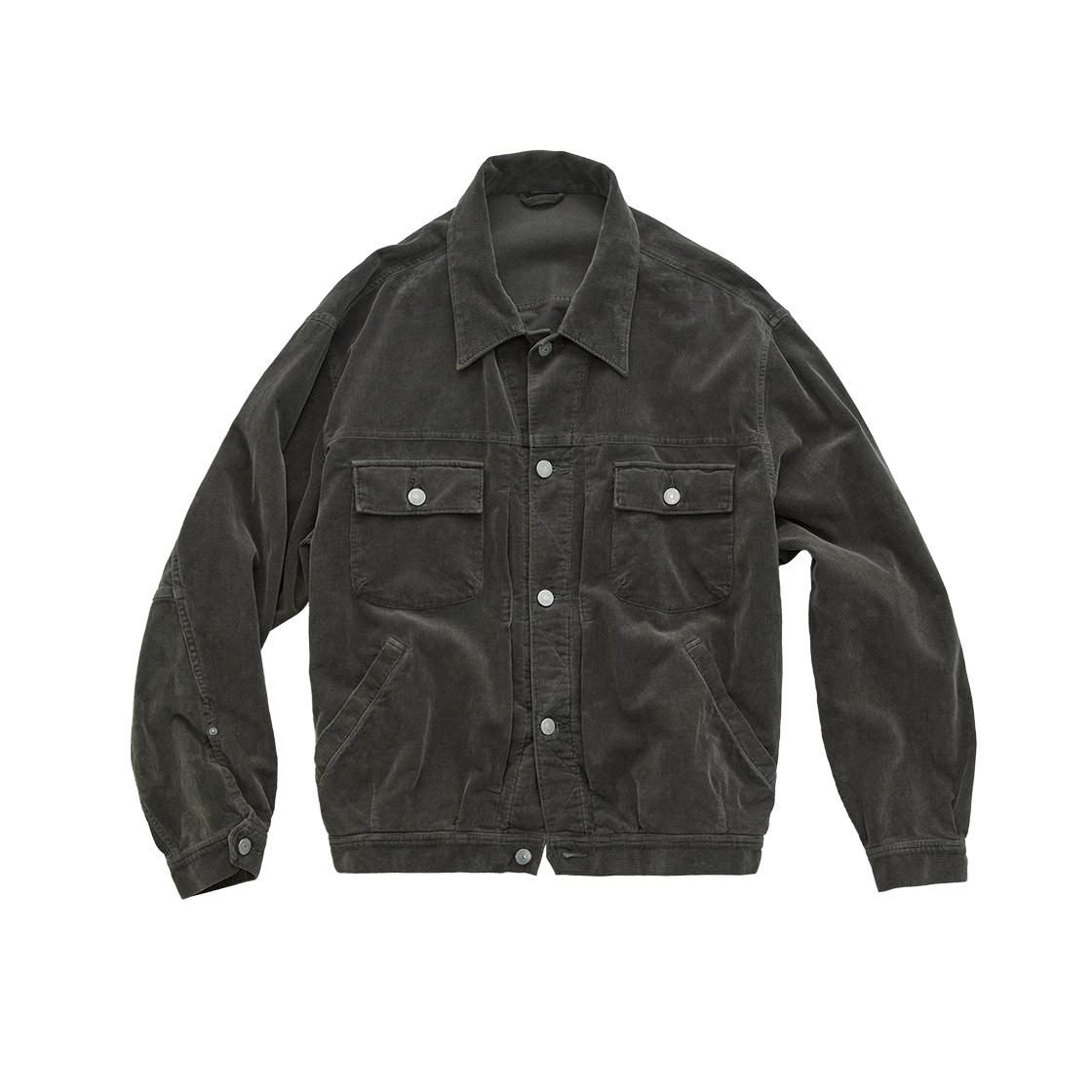 PL6PJK1141C4 Polyteru Used Trucker Jacket Corduroy Camo Olive