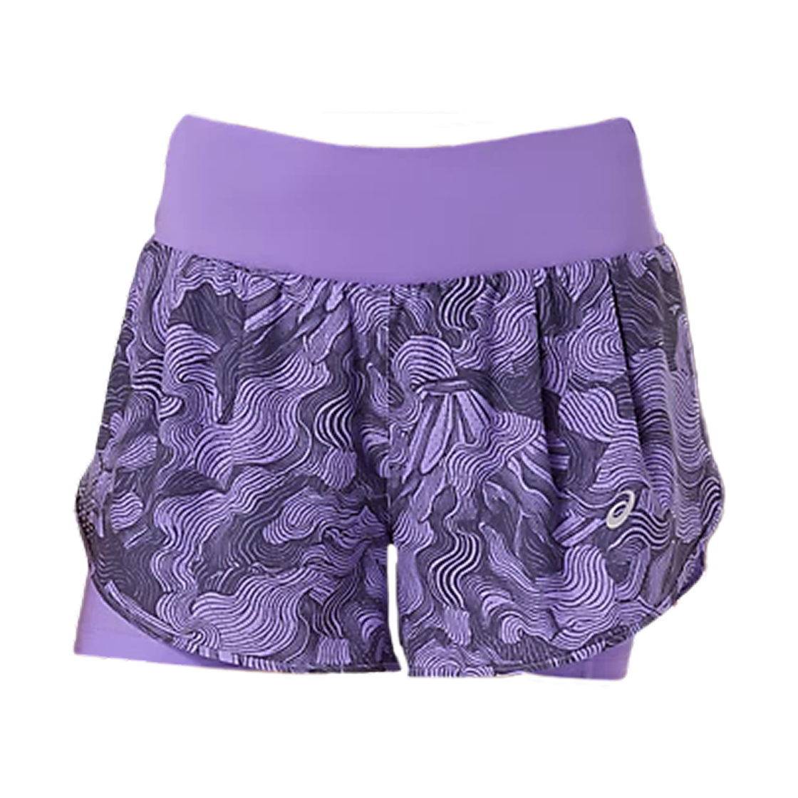 (W) 아식스 로드 러닝 투인원 3.5인치 프린트 쇼츠 애머시스트((W) Asics Road Running 2-N-1 3.5 Inch Print Shorts Amethyst)