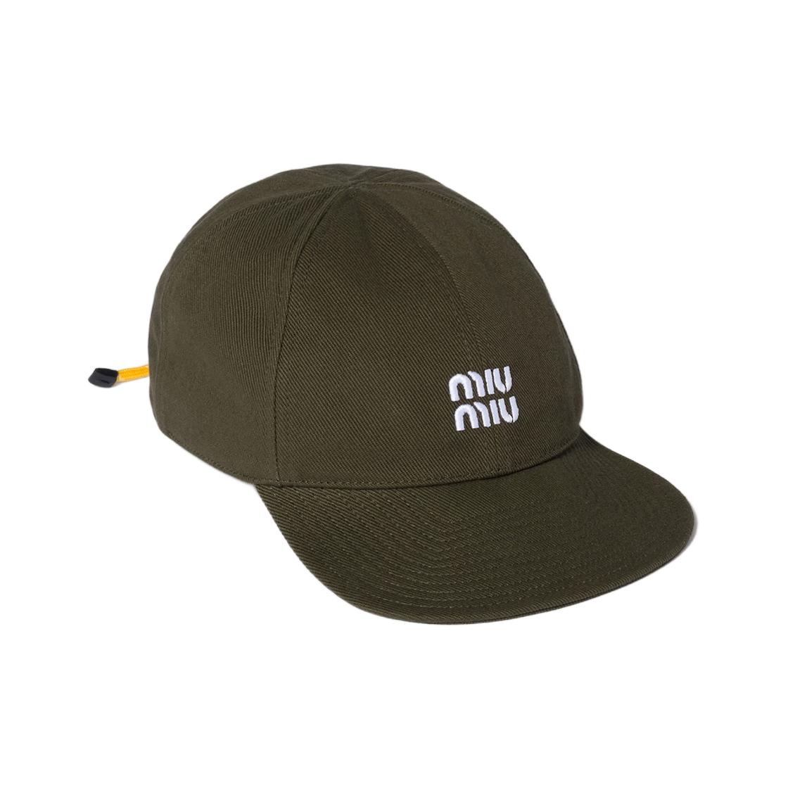 5HC369-2CR1-F0L24 Miu Miu Denim Baseball Cap Forest Green Yellow