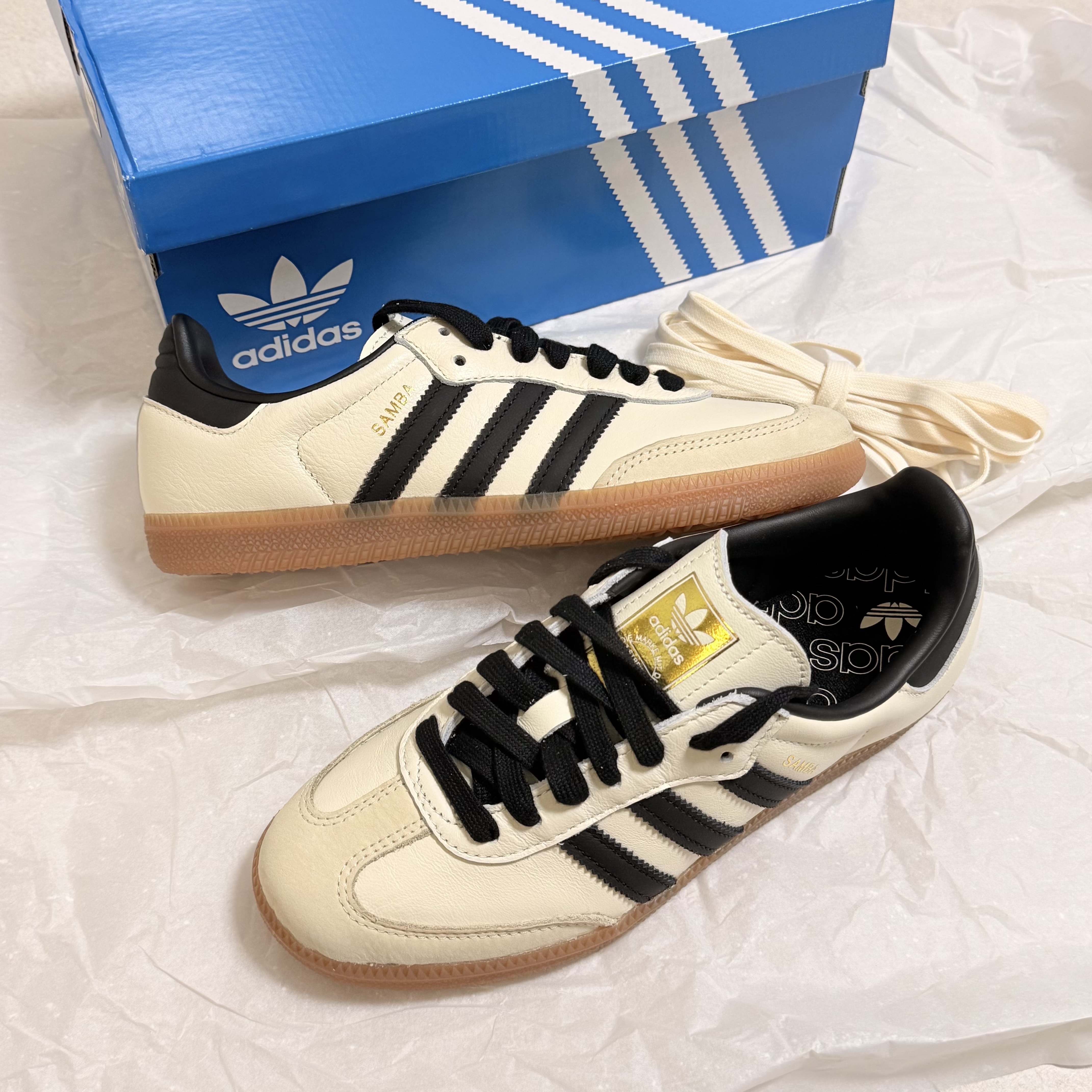 (W) Adidas Samba OG Cream White Core Black 착용 스타일