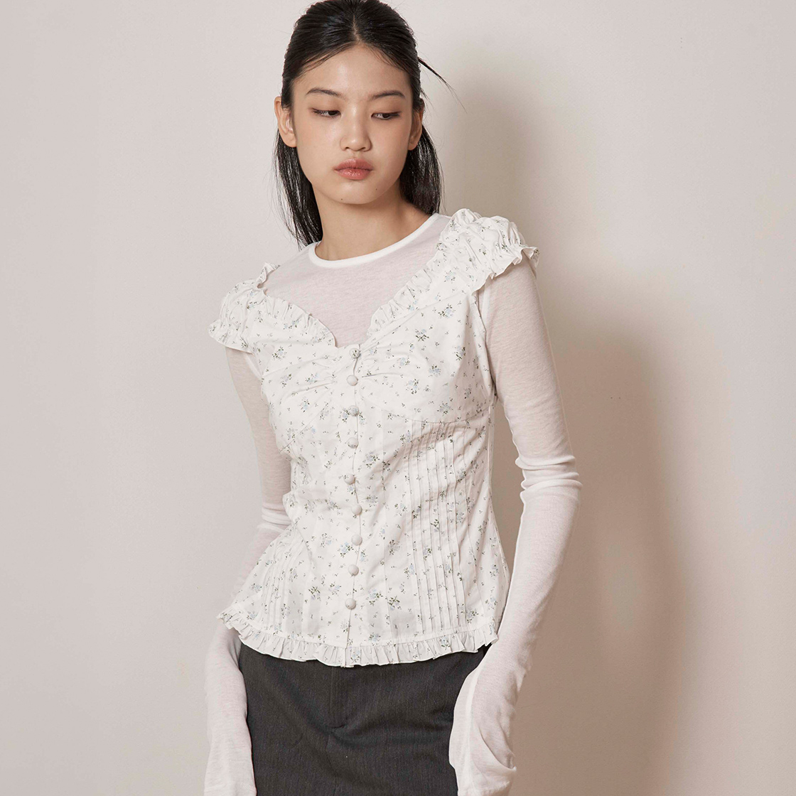 라츠유 에이프릴 블로썸 레이스 탑 아이보리(LOTS YOU April Blossom Lace Top Ivory) - 2