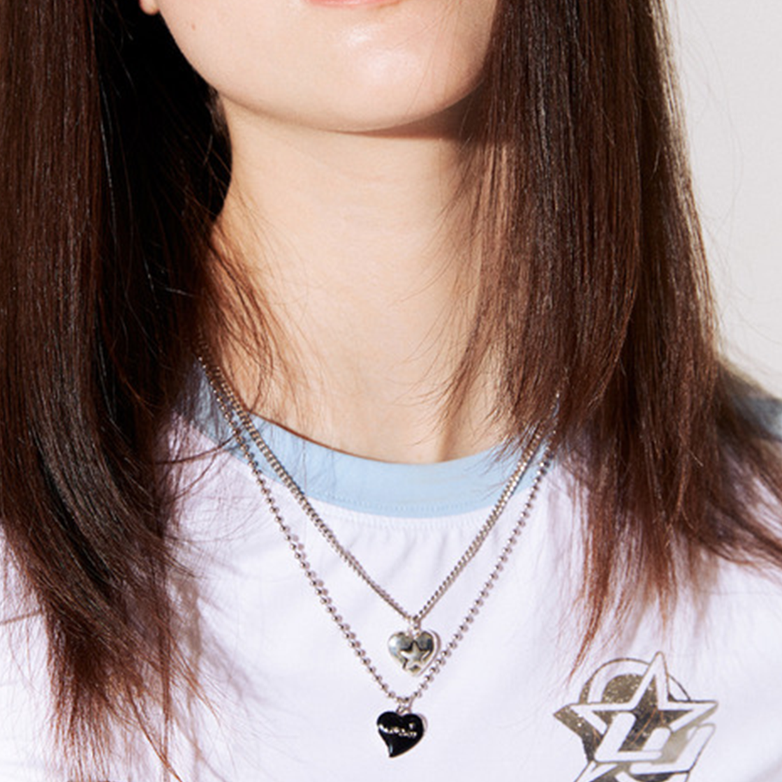 라츠유 두들 하트 스타 네크리스 블랙(LOTS YOU Doodle Heart star Necklace Black) - 3