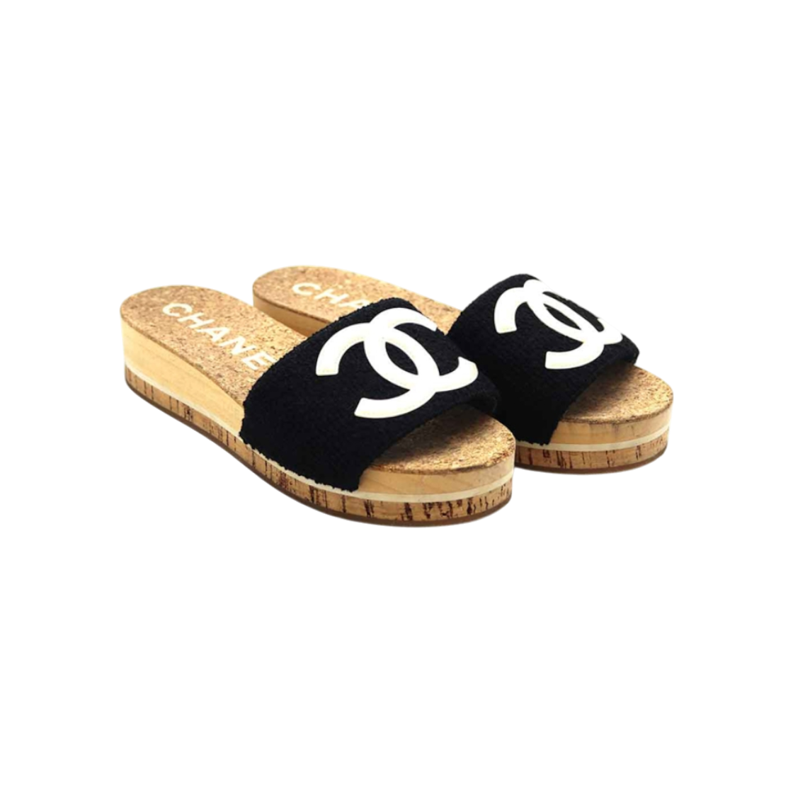 샤넬 CC 로고 코르크 슬라이드 뮬 G35799(Chanel CC Logo Cork Slide Mules G35799) - 1