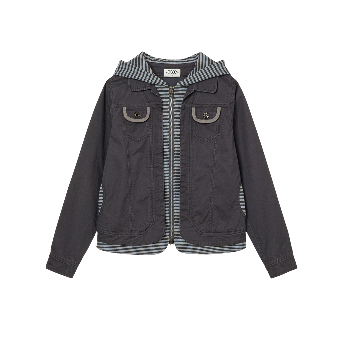 에이이에이이 후디 레이어드 자켓 차콜(AEAE Hoodie Layered Jacket Charcoal)