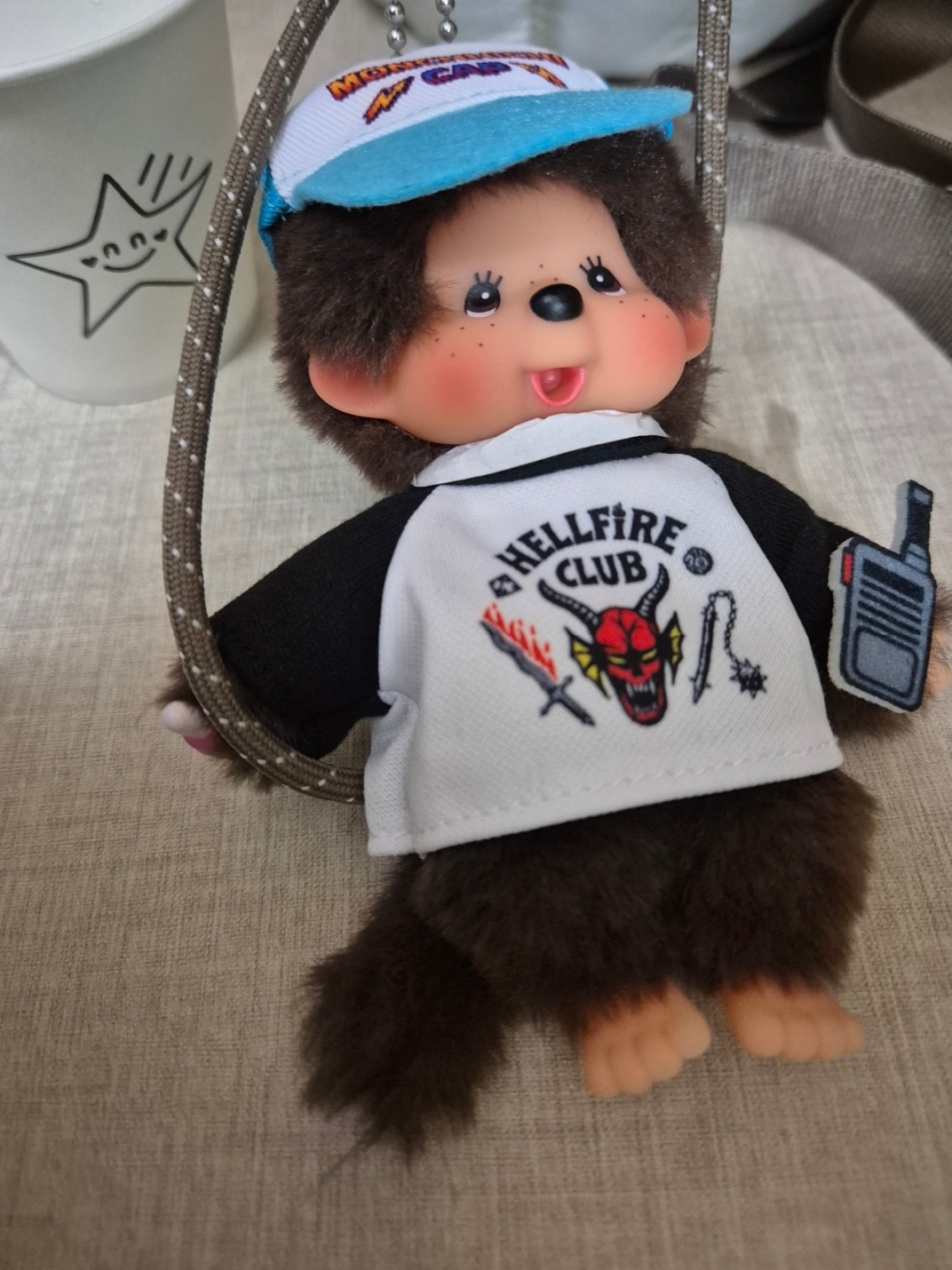 Monchhichi x Strange Things Key Chain Hellfire Club 착용 스타일