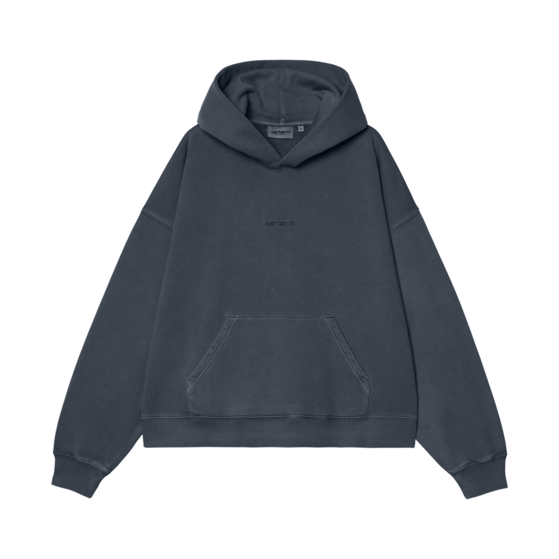 I034512-3IW-GD (W) Carhartt WIP Hooded Benton Sweatshirt Carbon Garment Dyed