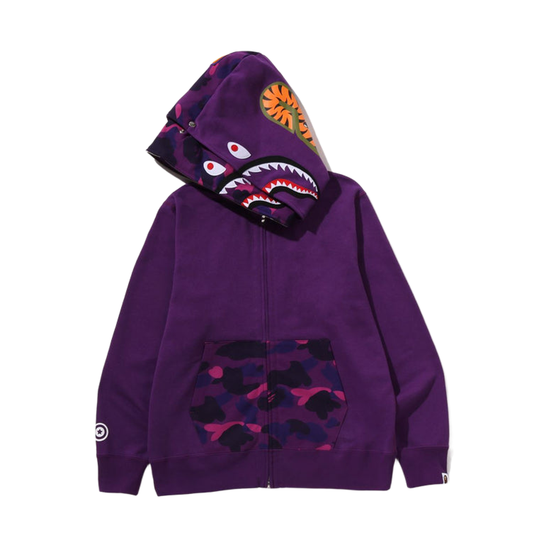 베이프 컬러 카모 샤크 풀 집 더블 후드 퍼플(BAPE Color Camo Shark Full Zip Double Hoodie Purple) - 2