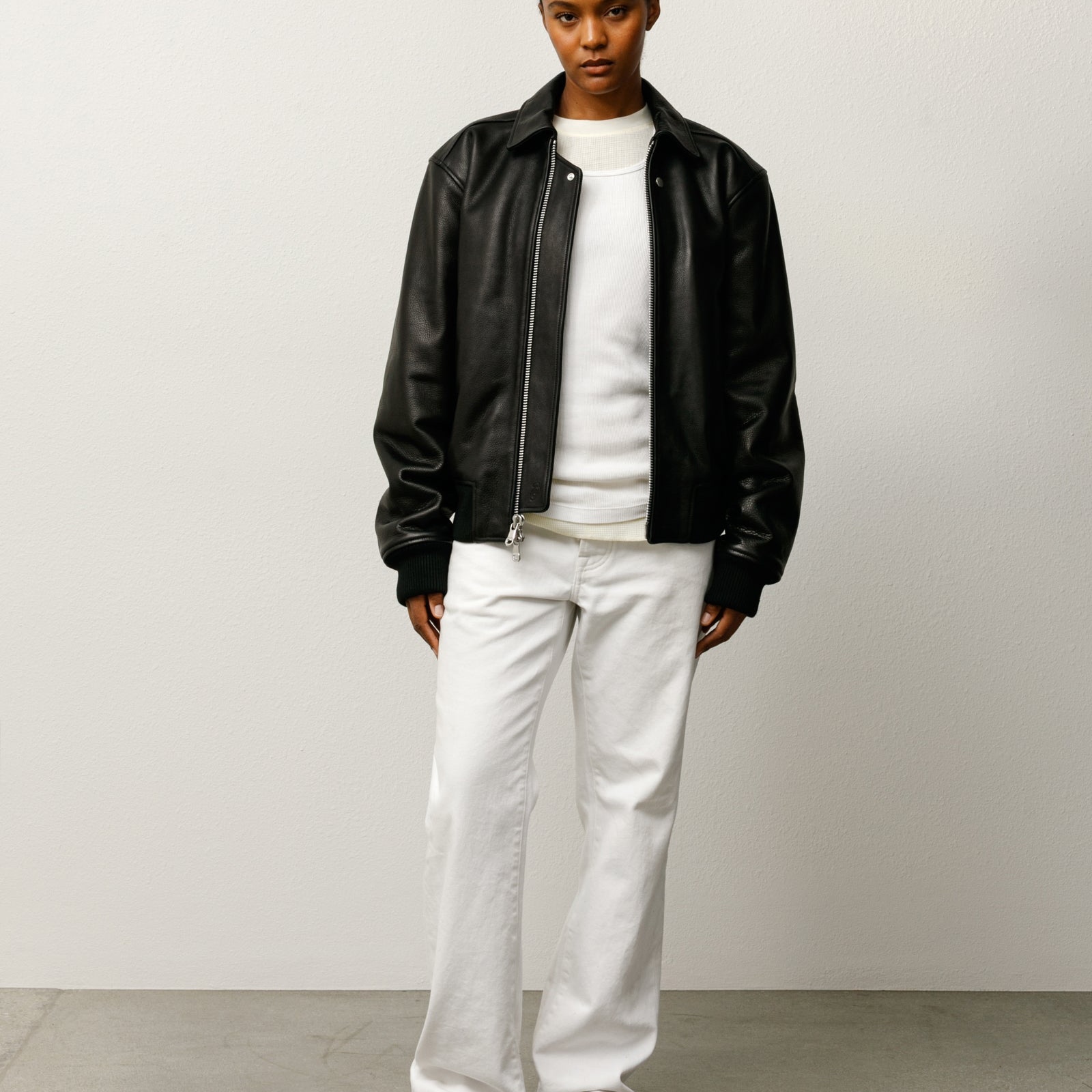 ニ*屋様 25aw STUSSY LEATHER FLIGHT JACKET レ Stussy Leather Flight Jacket Black メンズ - FW24 - JP