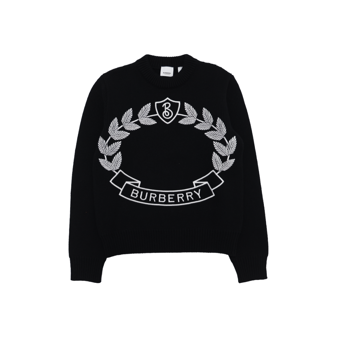 ITP2A7IBOJTD Burberry Oak Leaf Crest Knit Sweater in Black Wool Cashmere