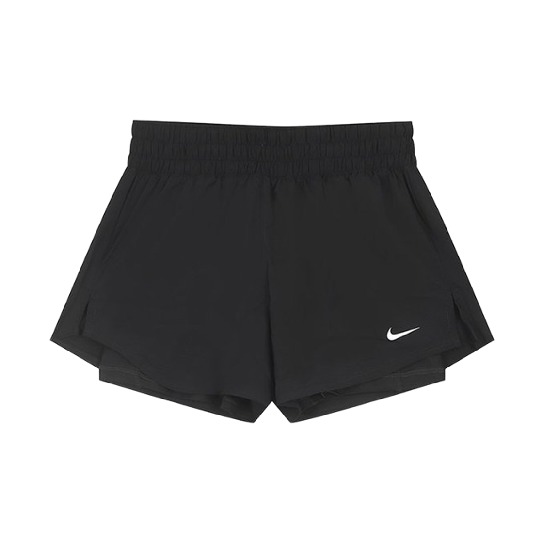 (W) 나이키 드라이핏 원 미드 라이즈 3인치 투인원 쇼츠 블랙 화이트 - 아시아((W) Nike Dri-Fit One Mid Rise 3 Inch 2-In-1 Shorts Black White - Asia)