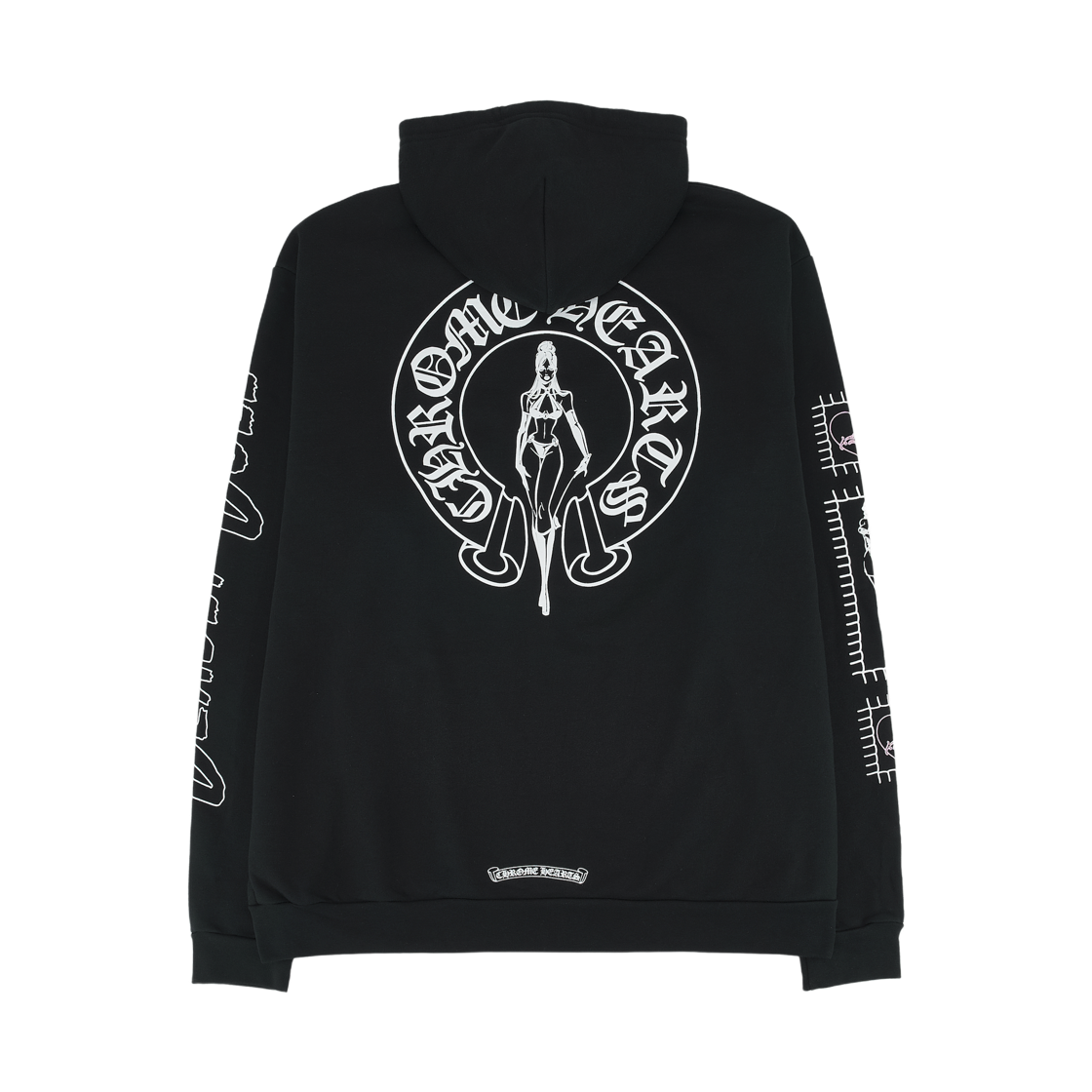 크롬하츠 데들리 돌 홀스슈 바인 대거 집업 후드 블랙(Chrome Hearts Deadly Doll Horse Shoe Vine Dagger Zip-Up Hoodie Black) - 1