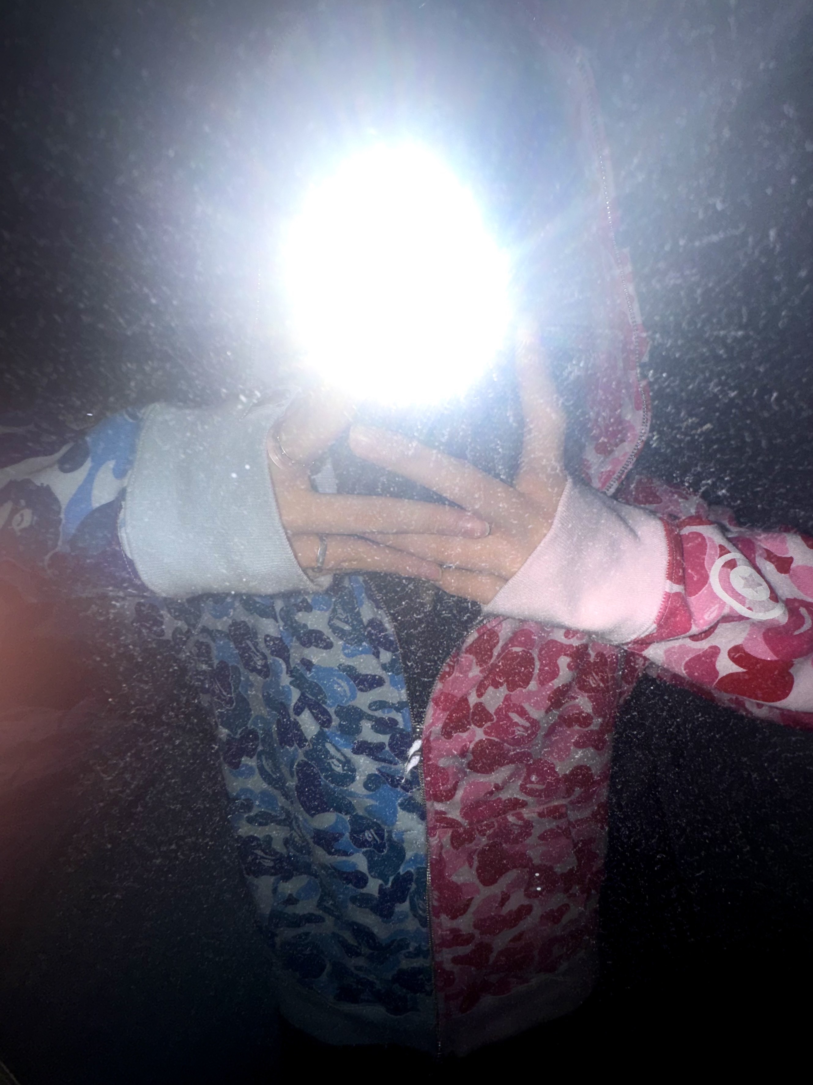 BAPE ABC Camo Separate Shark Full Zip Hoodie Blue Pink 착용 스타일 - 2