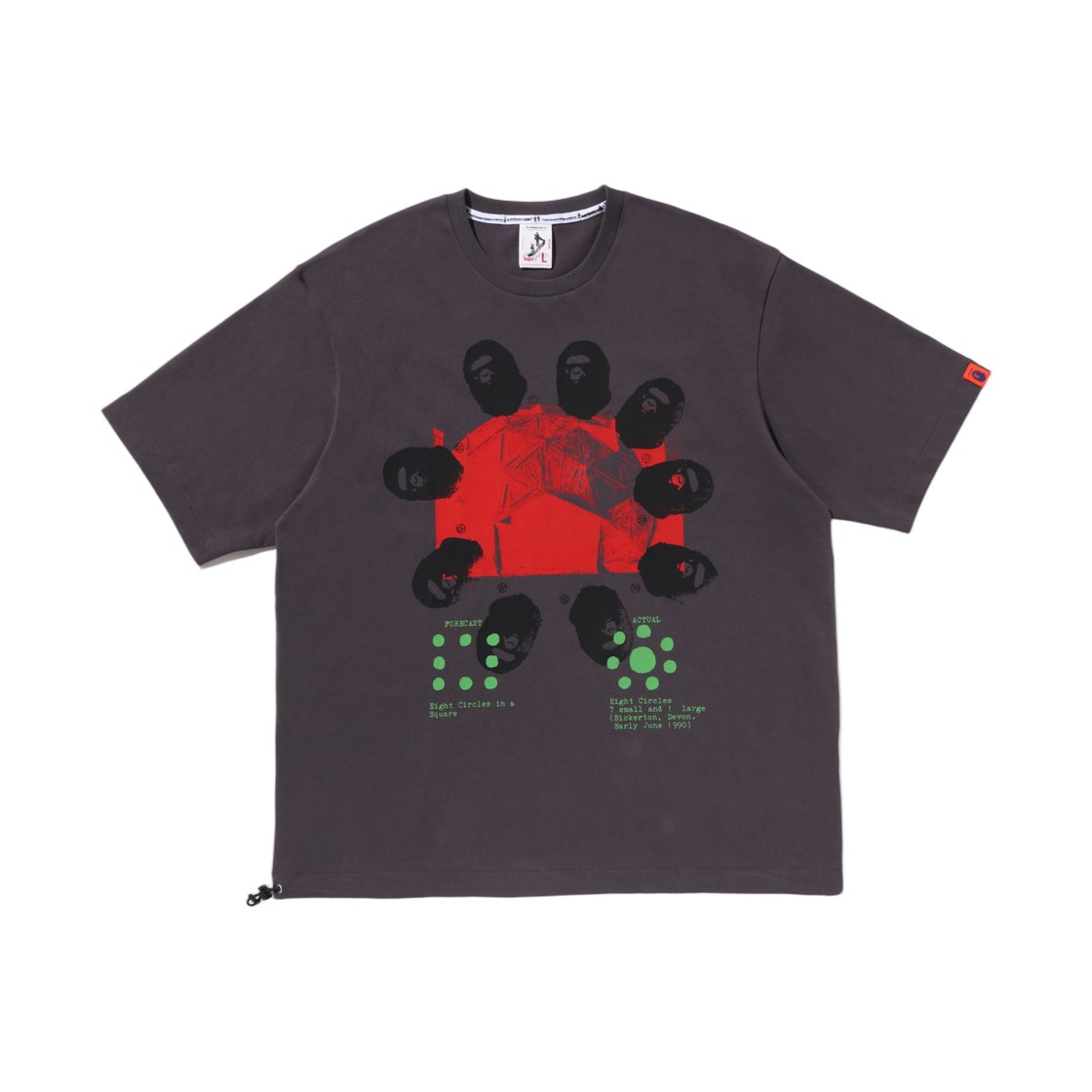 베이프 x 카즈키 쿠라이시 지오데지 숏슬리브 티셔츠 차콜(BAPE x Kazuki Kuraishi Geodesie S/S T-Shirt Charcoal) - 1