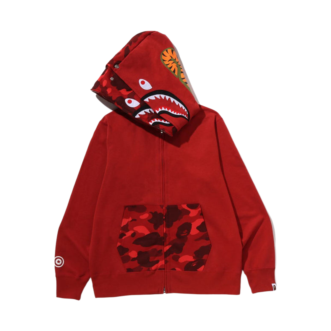 베이프 컬러 카모 샤크 풀 집 더블 후드 레드(BAPE Color Camo Shark Full Zip Double Hoodie Red) - 2