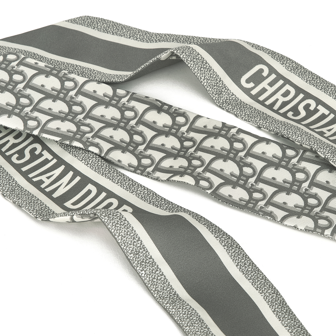 (W) 디올 오블리크 미차 스카프 실크 트윌 그레이((W) Dior Oblique Mitzah Scarf Silk Twill Grey) - 3