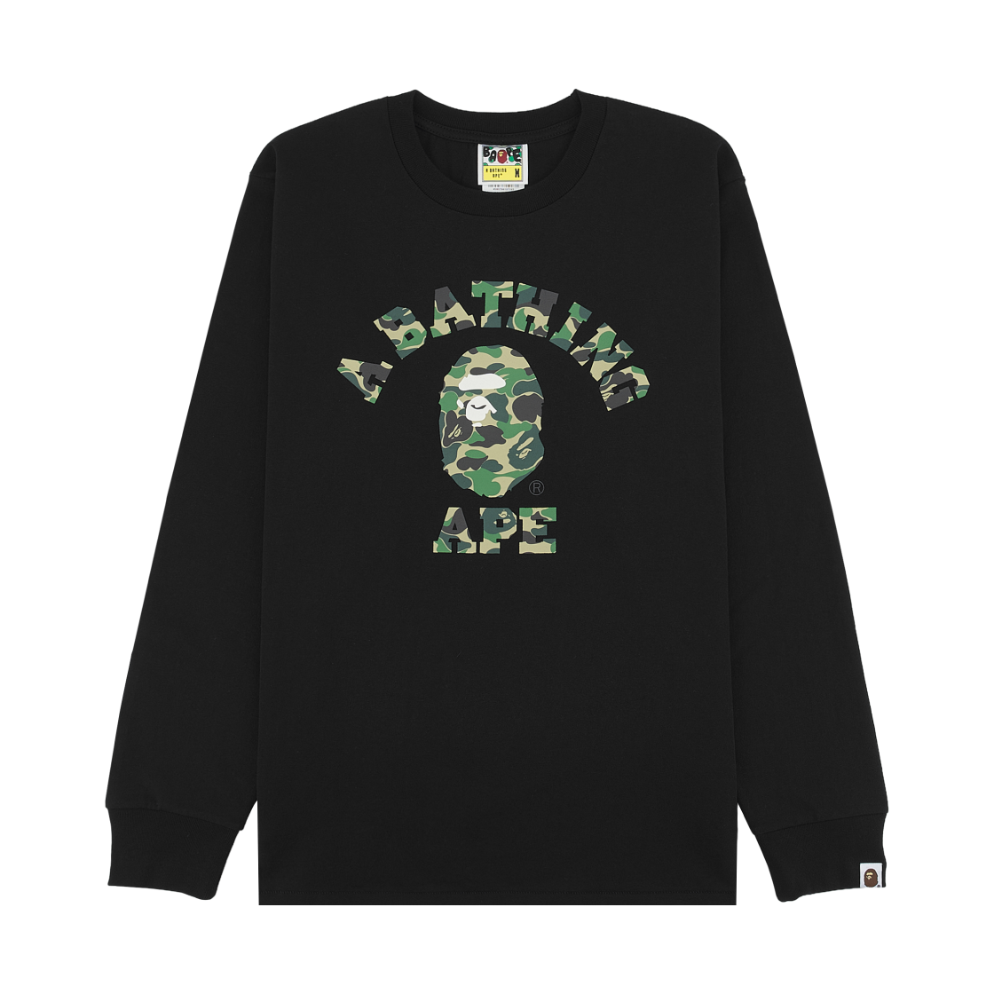 베이프 ABC 카모 컬리지 롱슬리브 티셔츠 블랙 그린(BAPE ABC Camo College L/S T-Shirt Black Green)