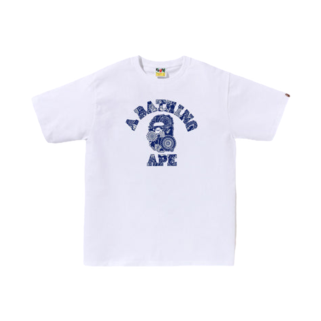 - BAPE Japanese Indigo Art Camo College T-Shirt White Navy