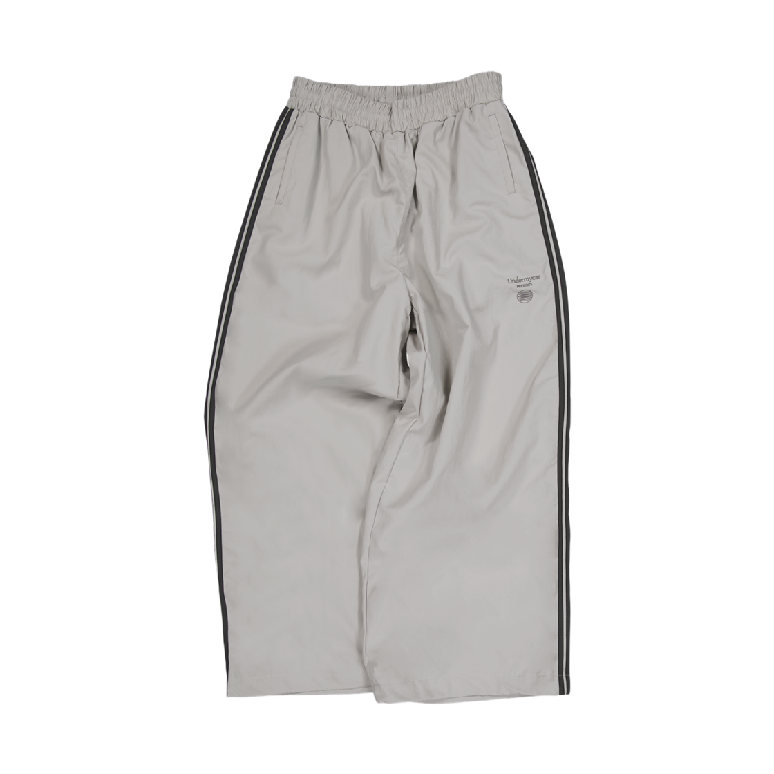 언더마이카 무.149 콤비 사이드 더블 라인 나일론 트랙 팬츠 웜 그레이(Undermycar Mu.149 Combi Side Double Line Nylon Track Pants Warm Gray)