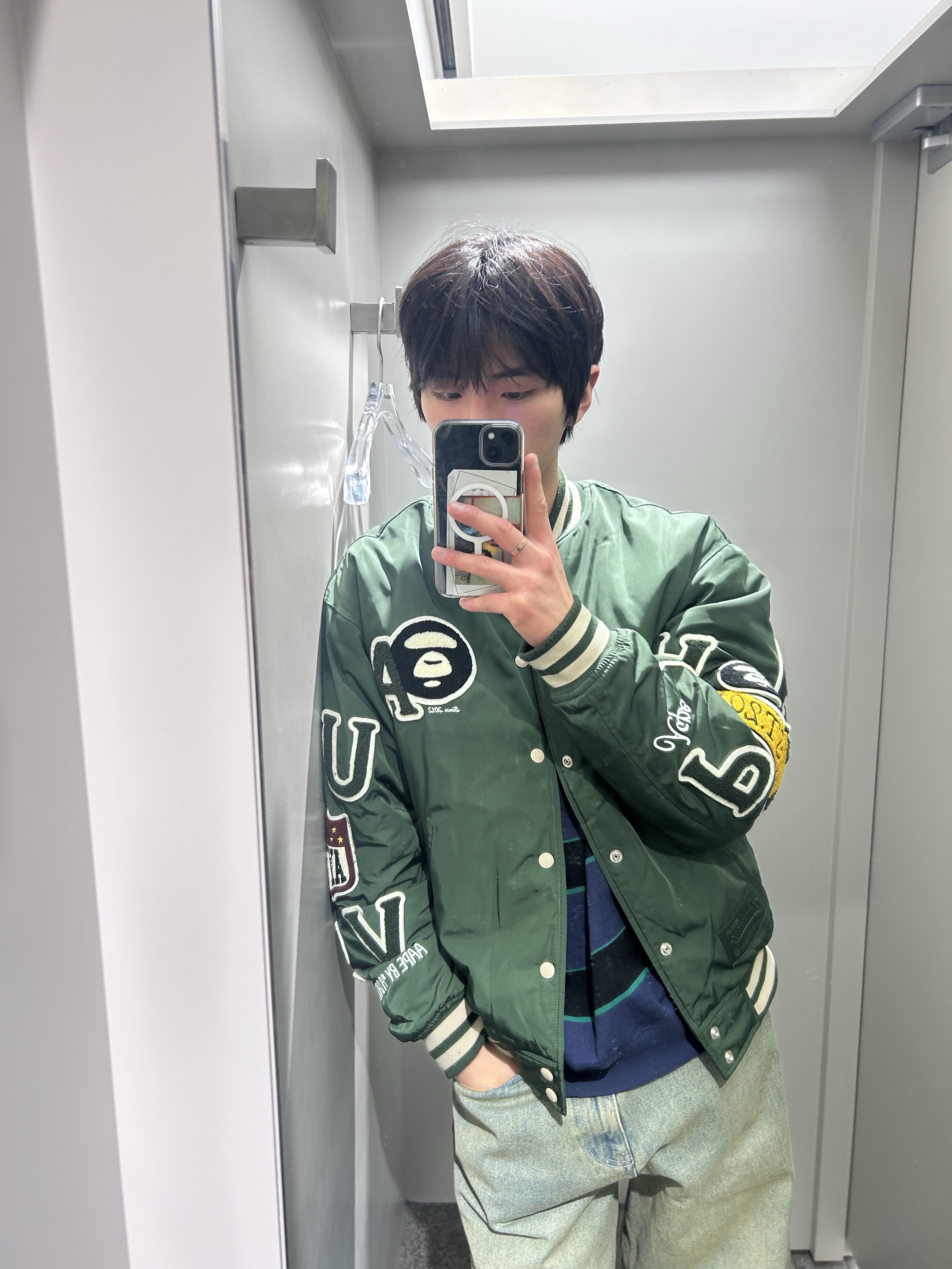 AAPE Main Jacket Dark Green - 25FW 착용 스타일 - 3