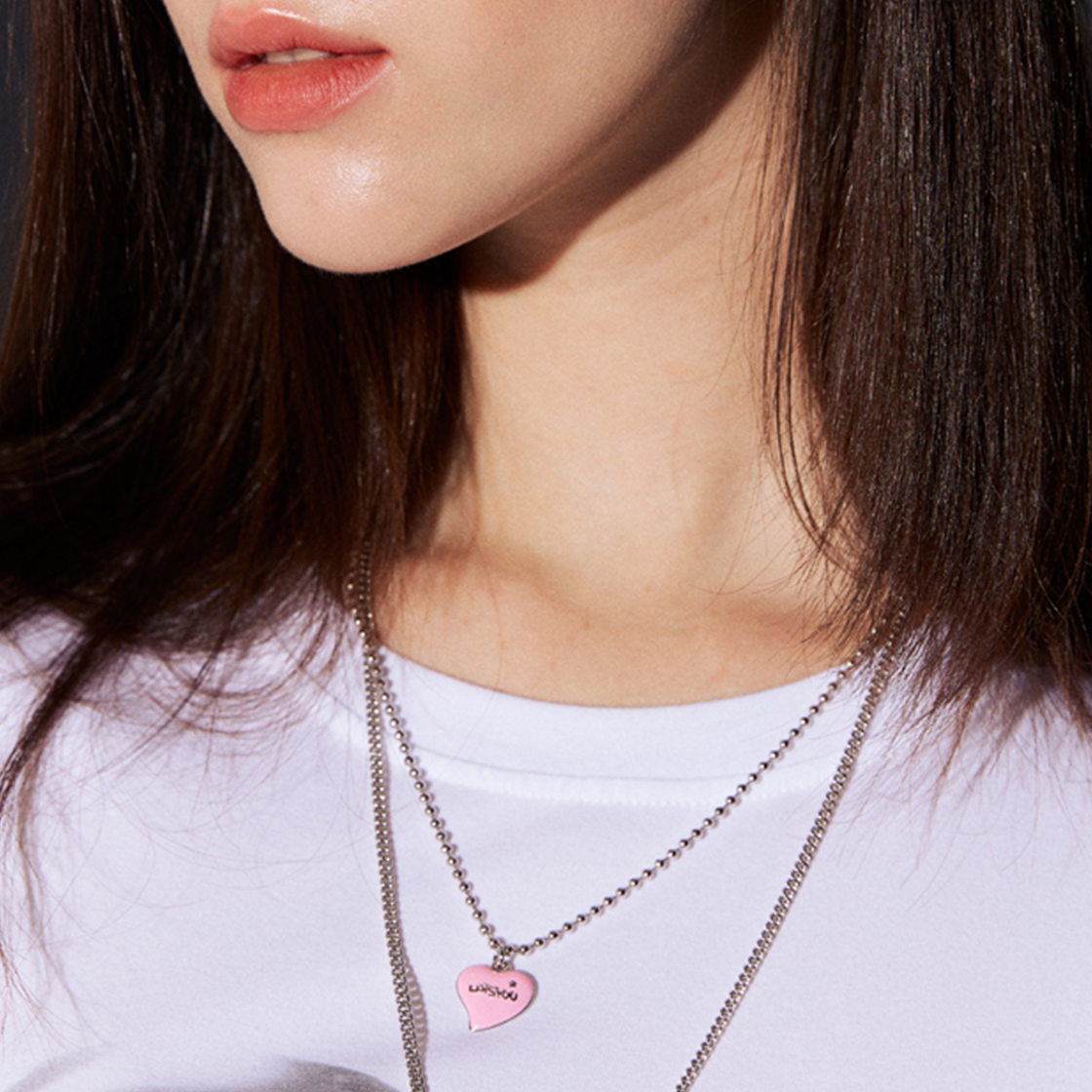 라츠유 두들 하트 스타 네크리스 핑크(LOTS YOU Doodle Heart star Necklace Pink) - 3