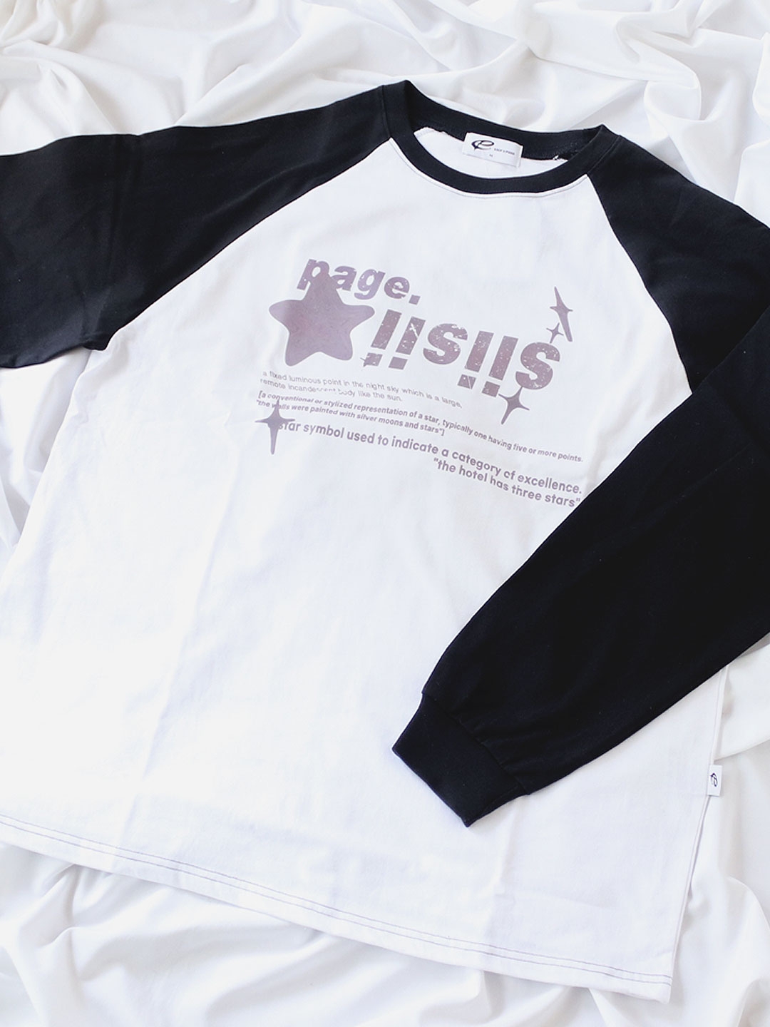 pagesiisii Purple Chrome Siisii Stars Print Overfit Long Sleeve Black 착용 스타일