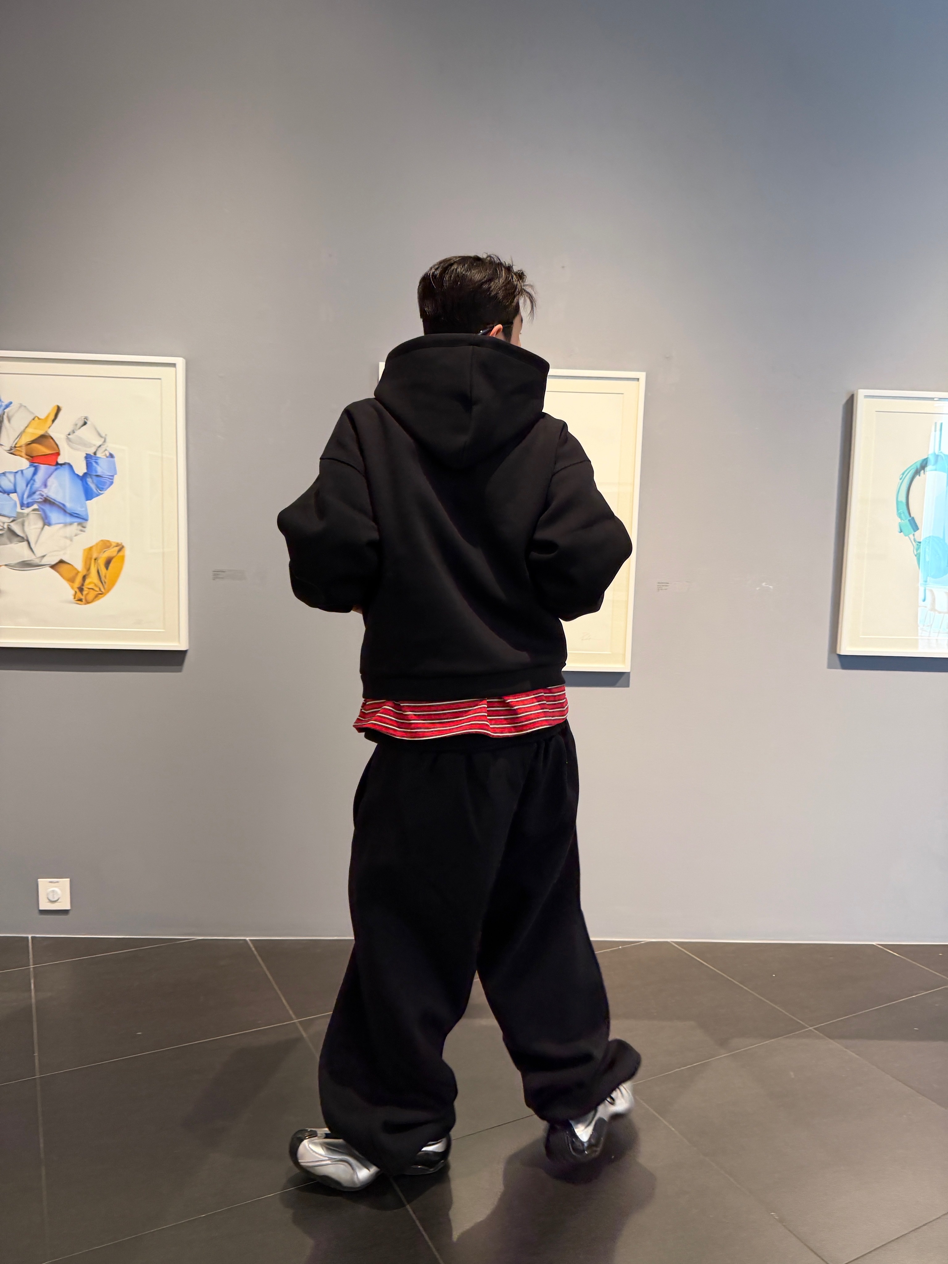 Nonnod Scuba Pajama Pants Black, Nonnod Scuba Zip Hoodie Black 착용 스타일 - 4