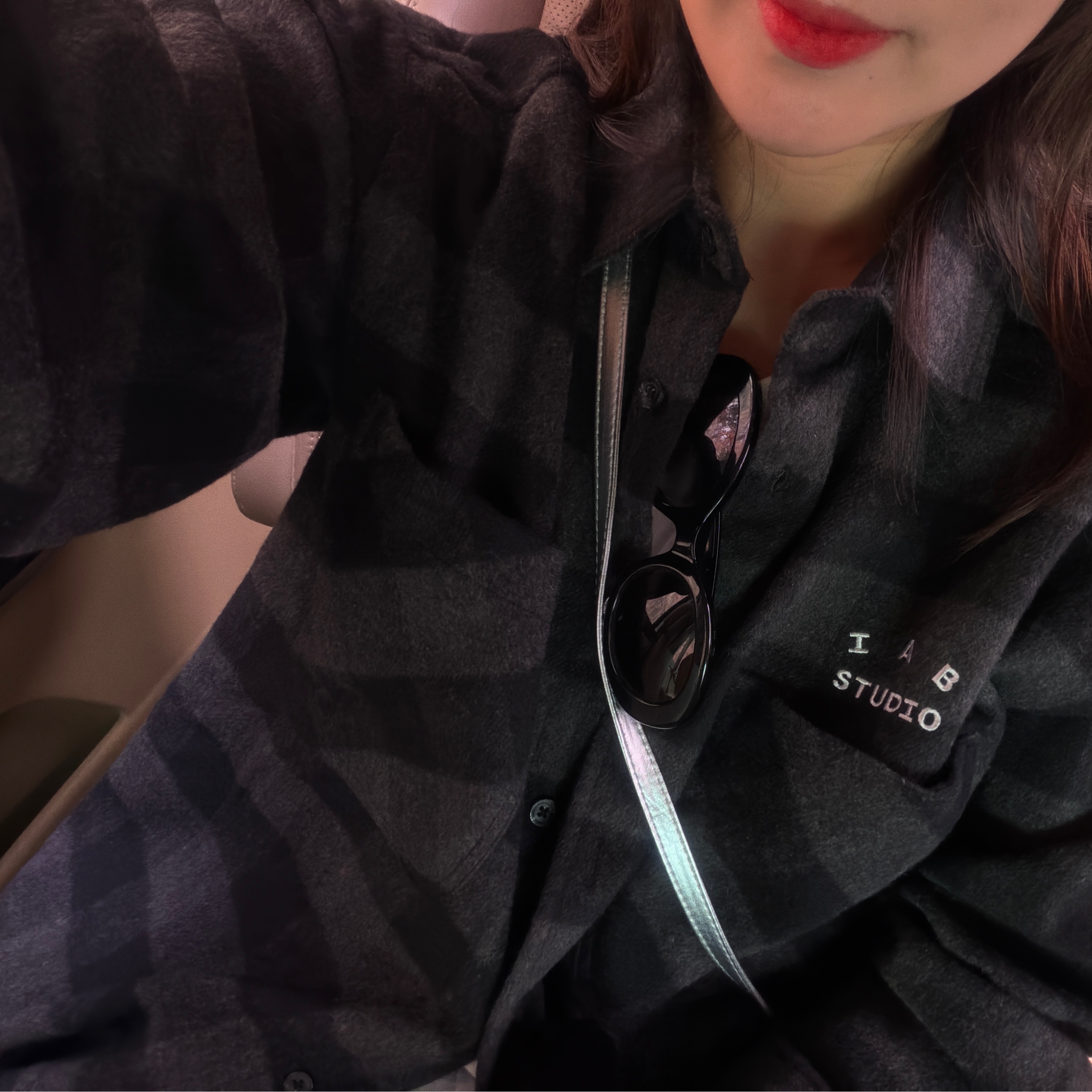 IAB Studio Gingham Check Shirt Black White 착용 스타일