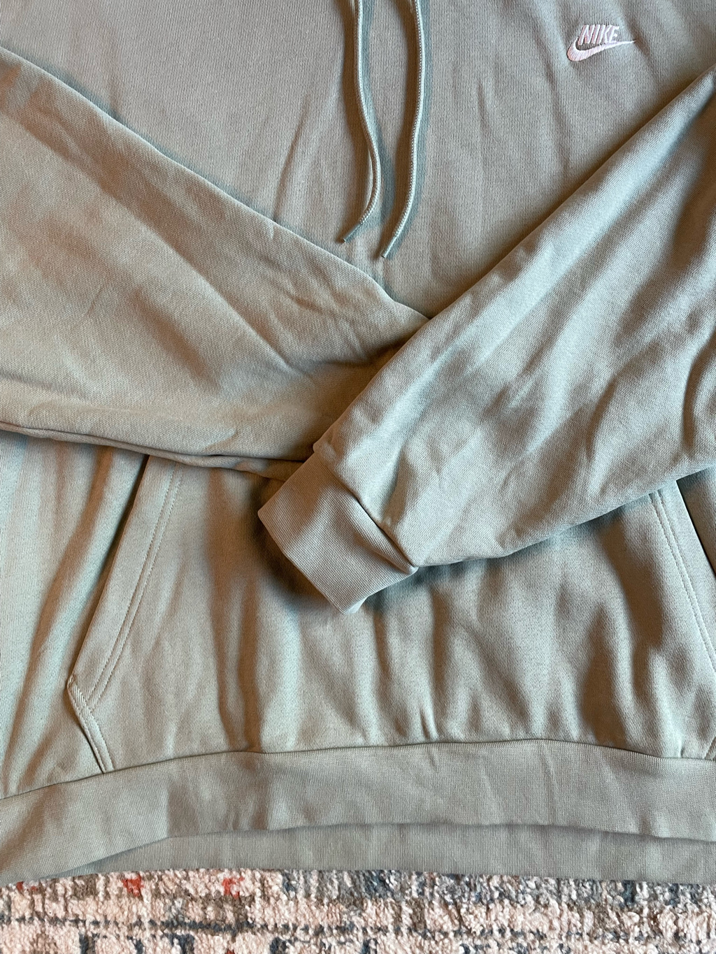 Nike Club Fleece Oversized French Terry Pullover Hoodie Jade Horizon White - Asia 착용 스타일 - 5