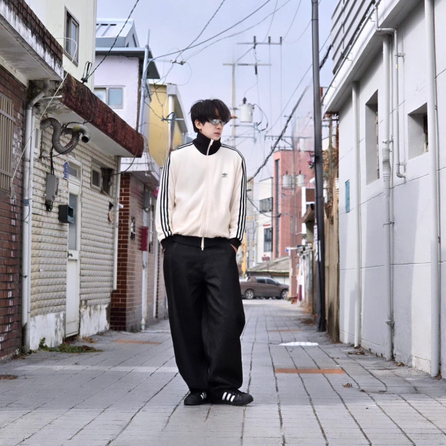 Adidas Waffle Beckenbauer Track Top Wonder White - KR Sizing, Adidas Waffle Beckenbauer Track Top Wonder White - KR Sizing 착용 스타일 - 2