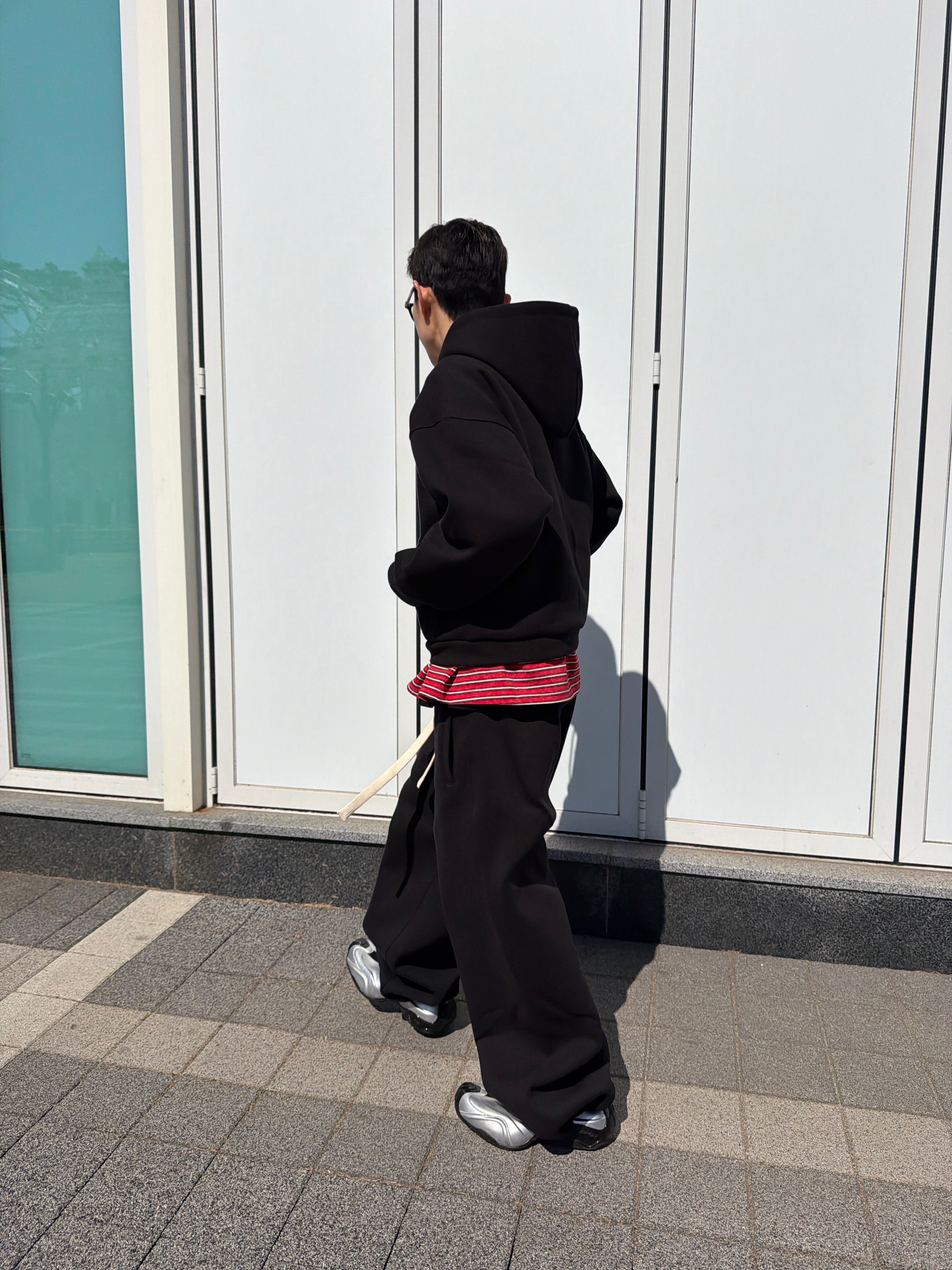 Nonnod Scuba Pajama Pants Black, Nonnod Scuba Zip Hoodie Black 착용 스타일 - 6