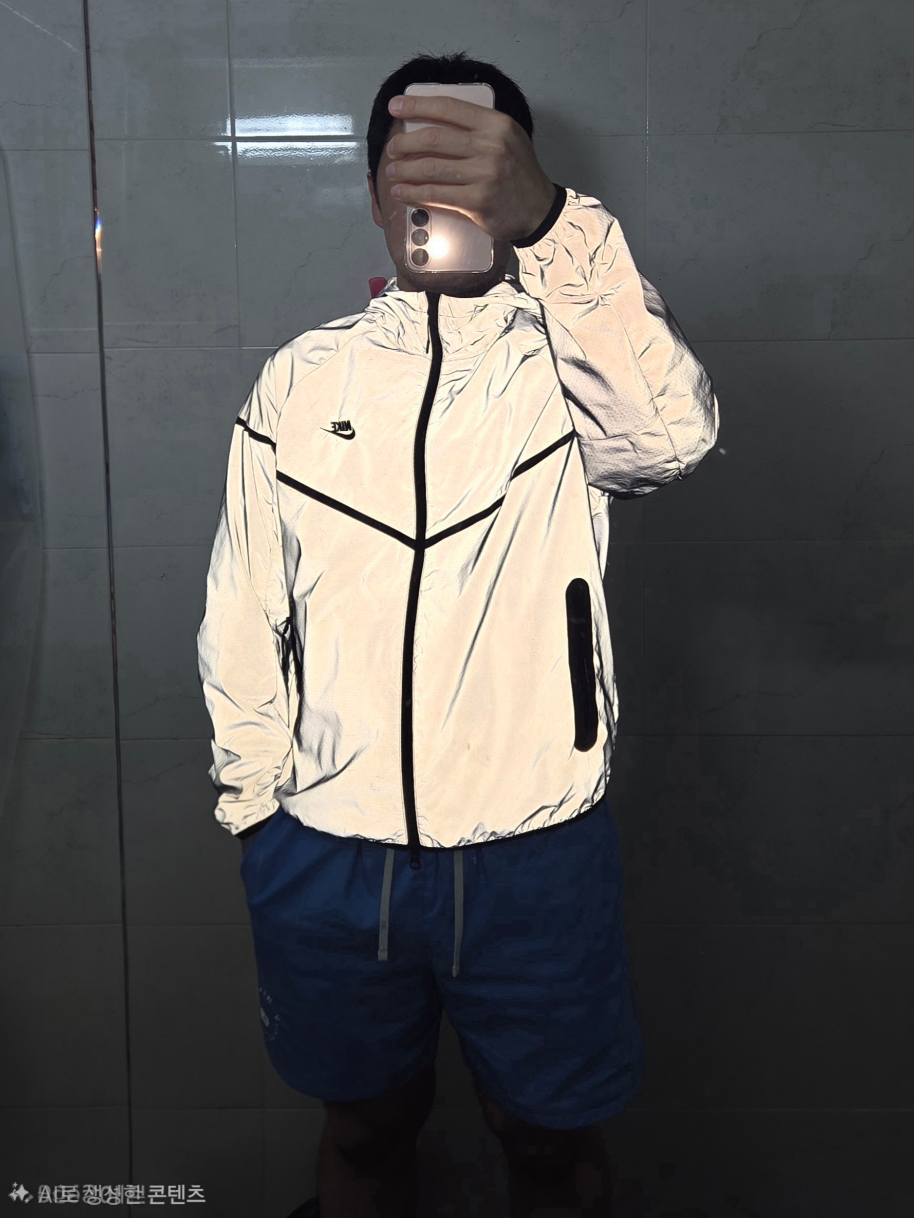 Nike Tech Woven Flash Jacket Reflect Silver Black - Asia 착용 스타일