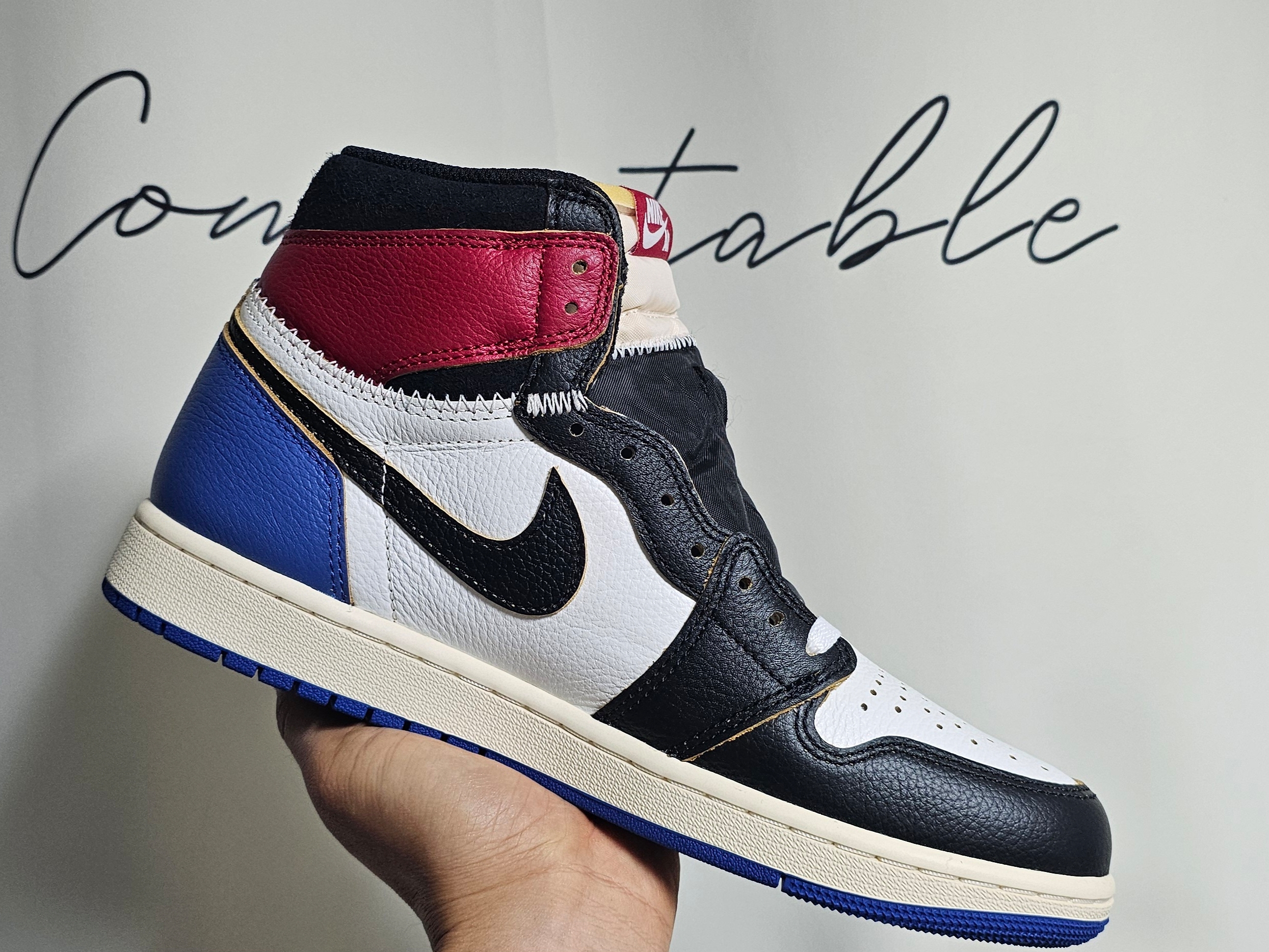 Jordan 1 x Fragment x Union LA Black and Varsity Red 착용 스타일 - 3