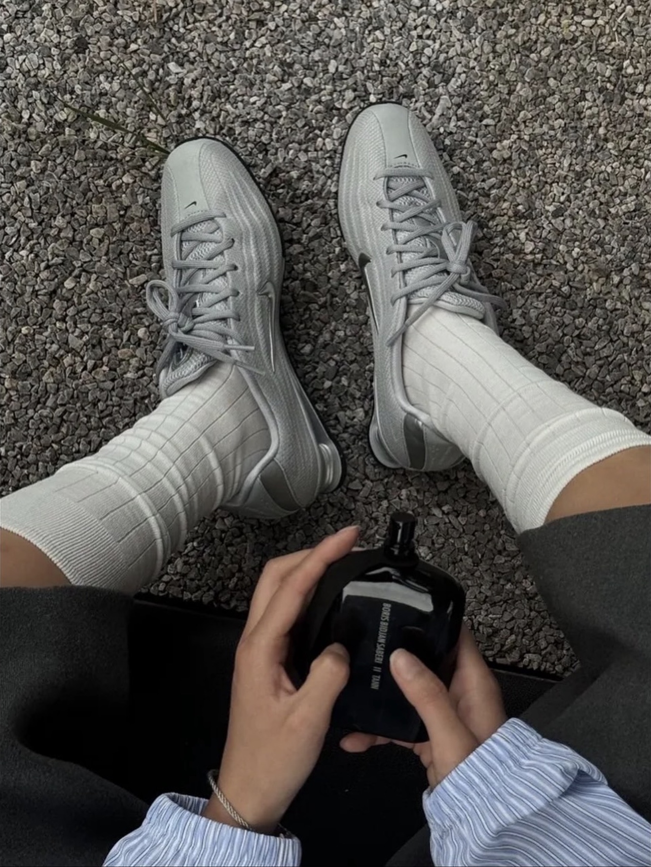 (W) Nike x Naked Shox Z Metallic Hematite Black, (W) Nike x Naked Shox Z Calistra Black Black Off White 착용 스타일 - 9
