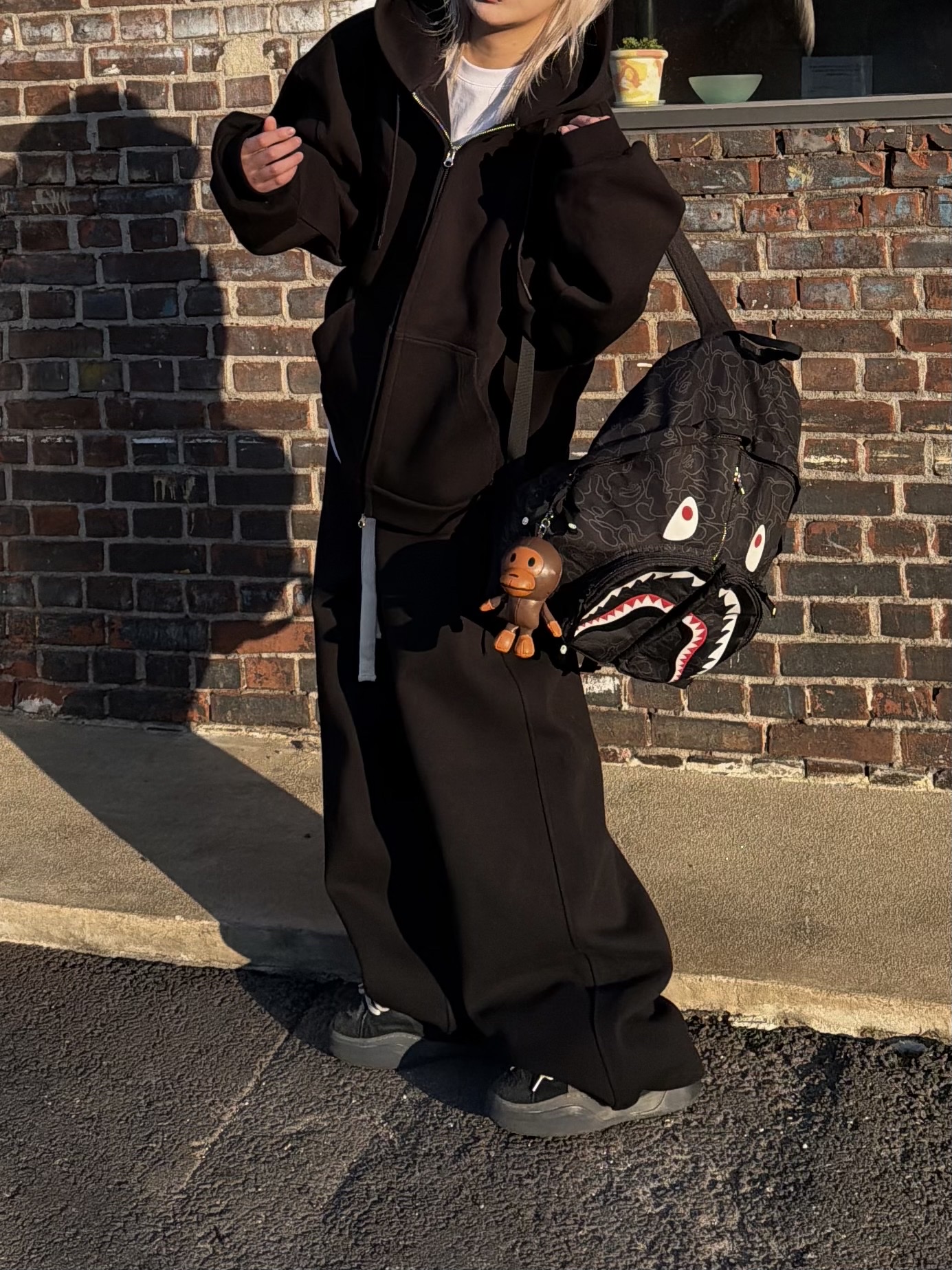 Nonnod Scuba Pajama Pants Black, Nonnod Scuba Zip Hoodie Black 착용 스타일